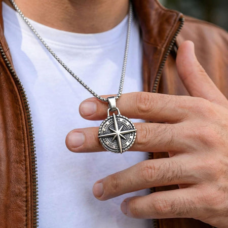 Collier rose des vents homme