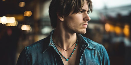 Collier Turquoise Homme