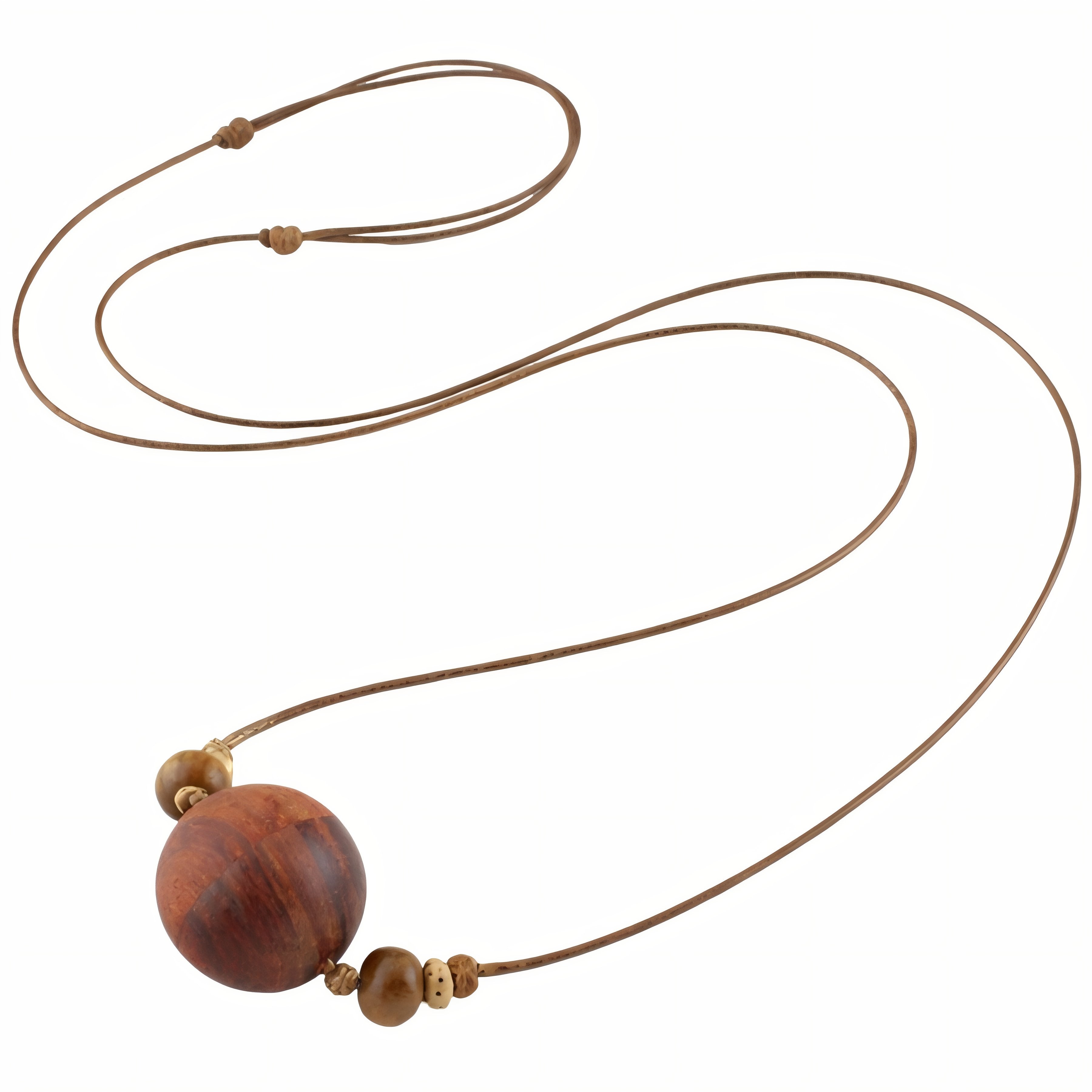 Collier en bois de santal naturel, avec pendentif boîte à encens ouvrable entouré de perles de bois, cordon réglable