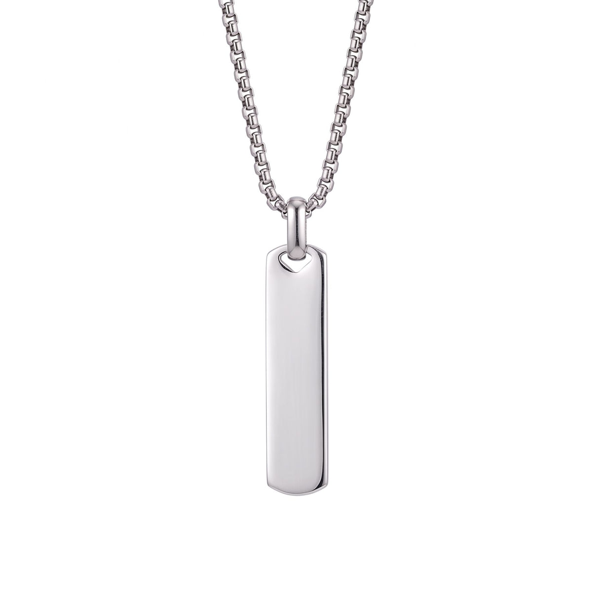 Collana con piastrina rettangolare liscia da uomo, in acciaio inossidabile, stile minimalista
