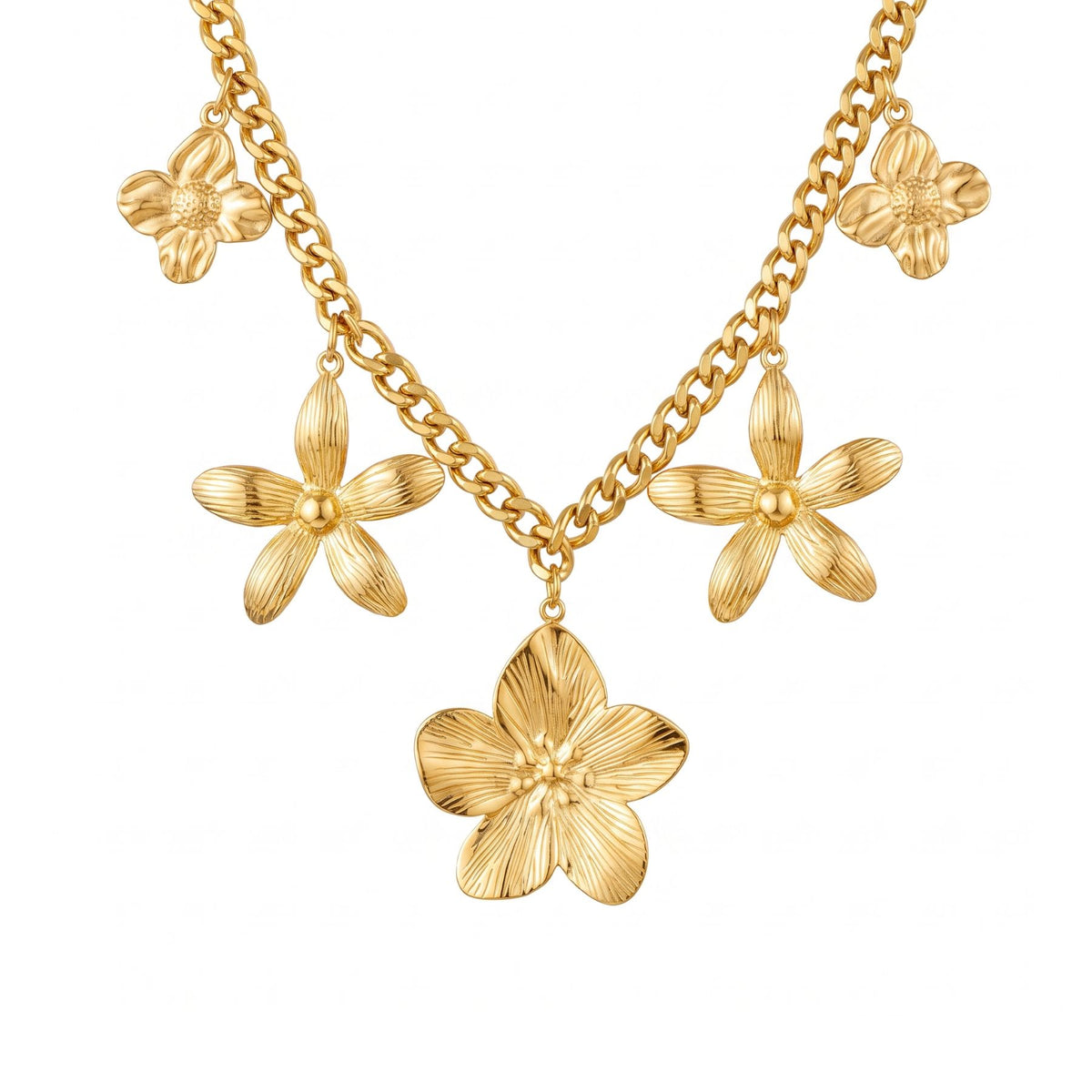 Collier bohème floral pour femme, en acier inoxydable doré, pendentifs fleurs au design élégant