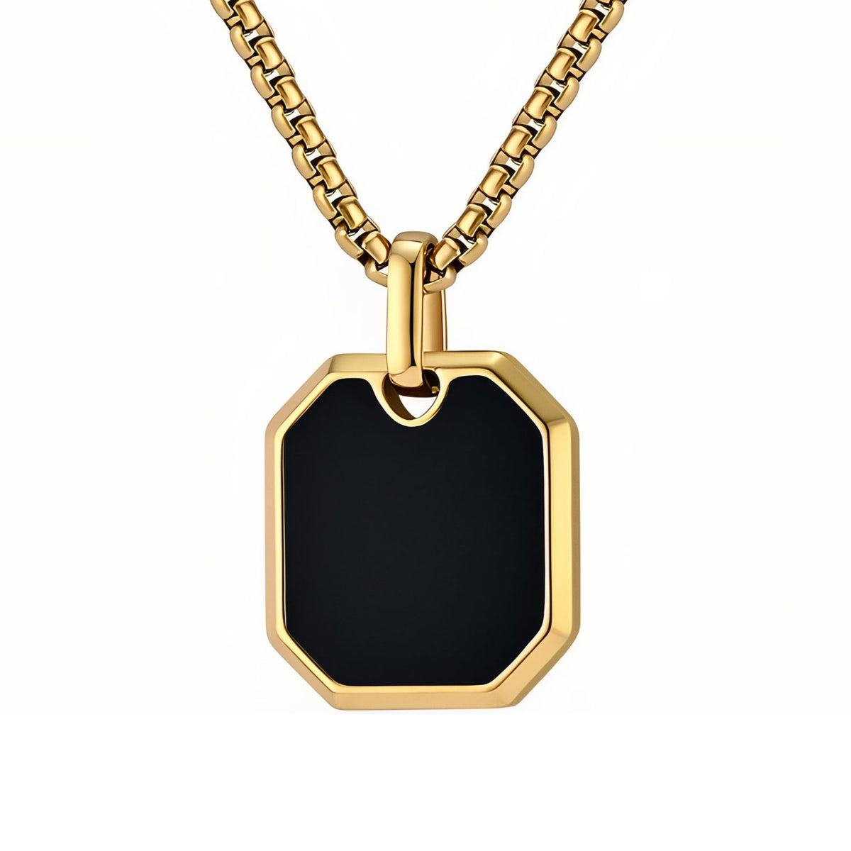 Collier plaque octogonale pour homme, en acier inoxydable, pendentif géométrique au design minimaliste