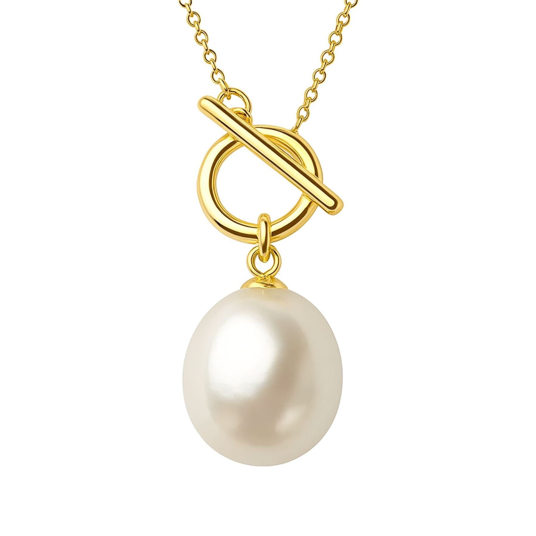 Collier pendentif perle de culture et chaîne en titane plaqué or 18K, style élégant pour femme