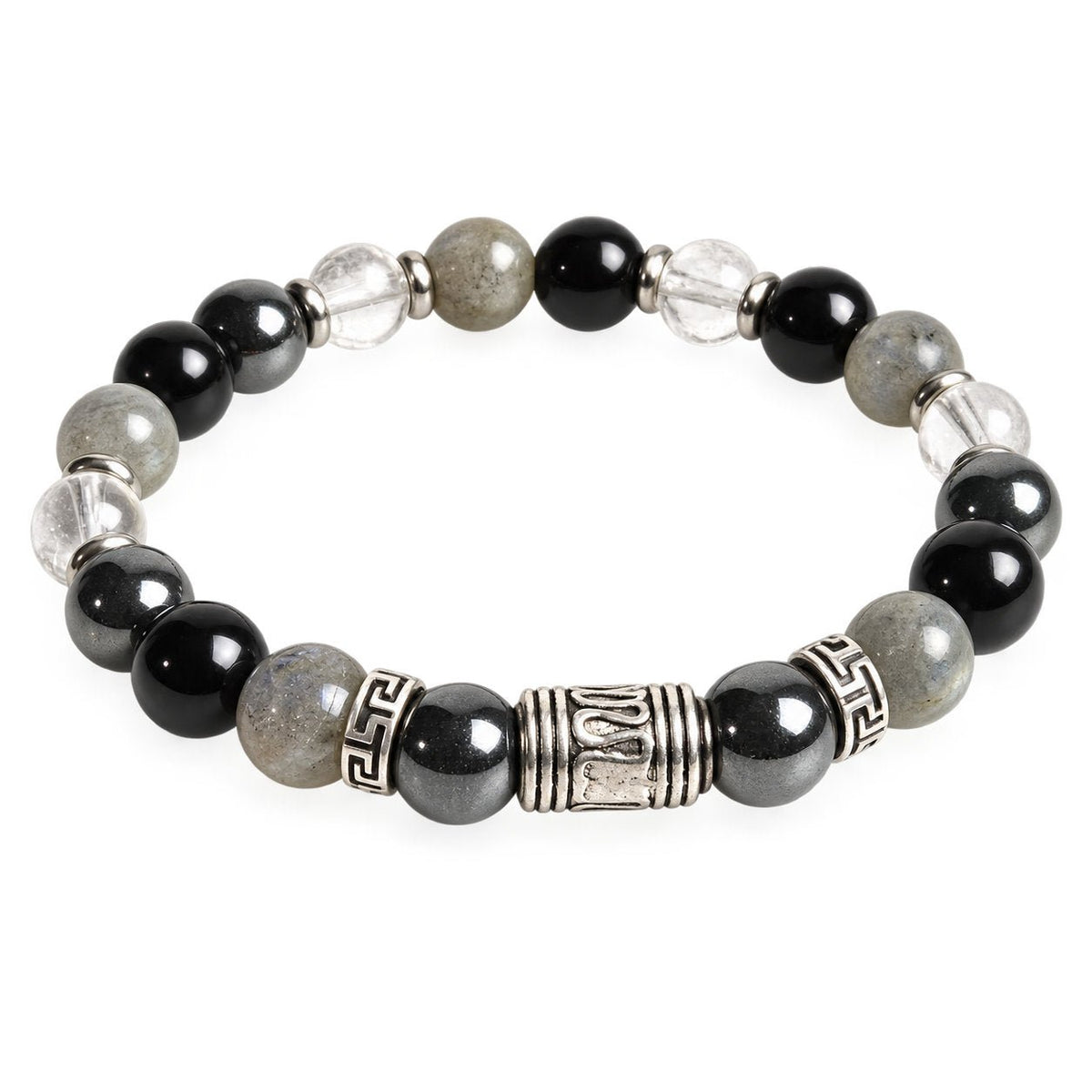 Bracelet en pierres naturelles d’hématite, labradorite et obsidienne, pour l’ancrage et la protection