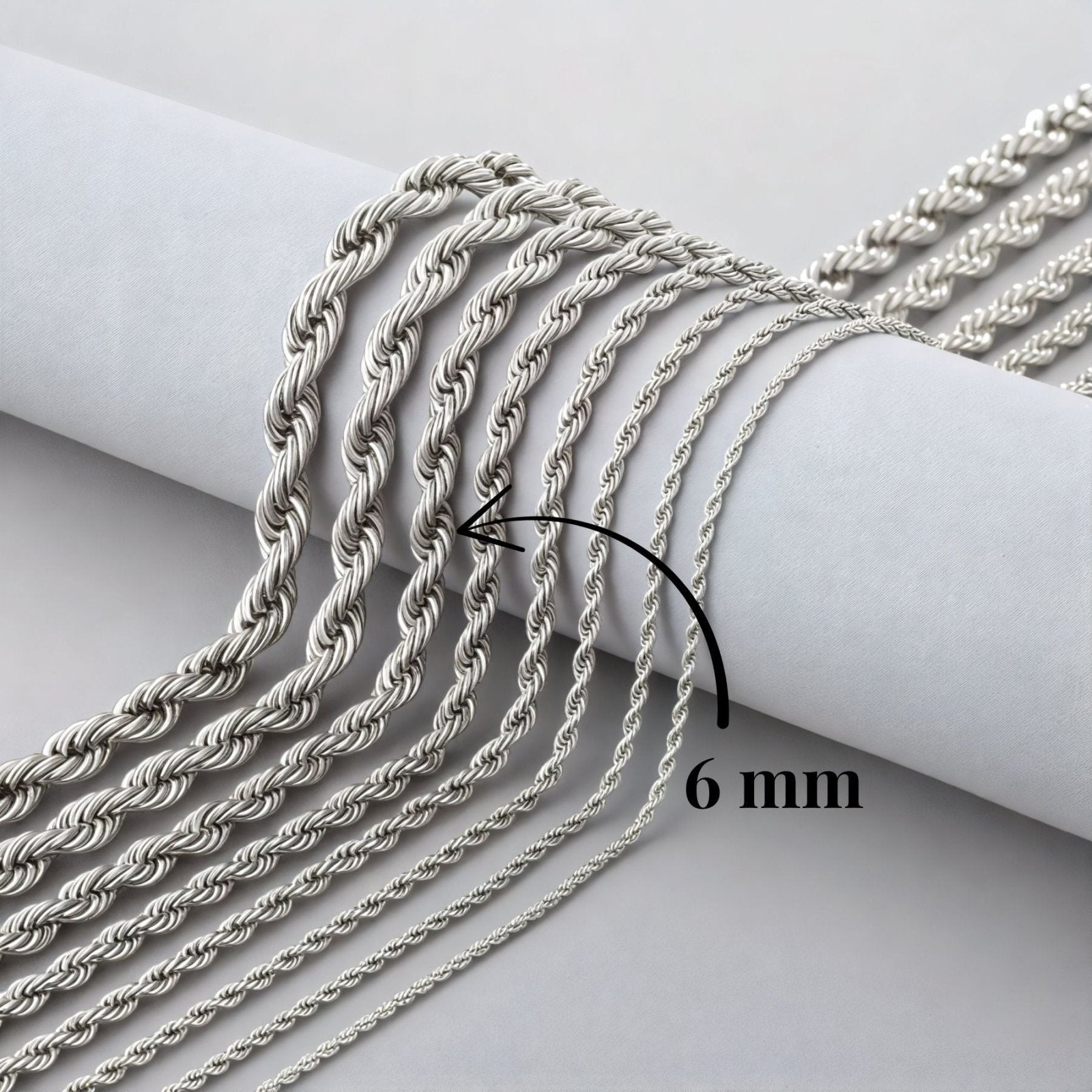 Chaine corde 6 mm en acier inoxydable, modèle Canyon