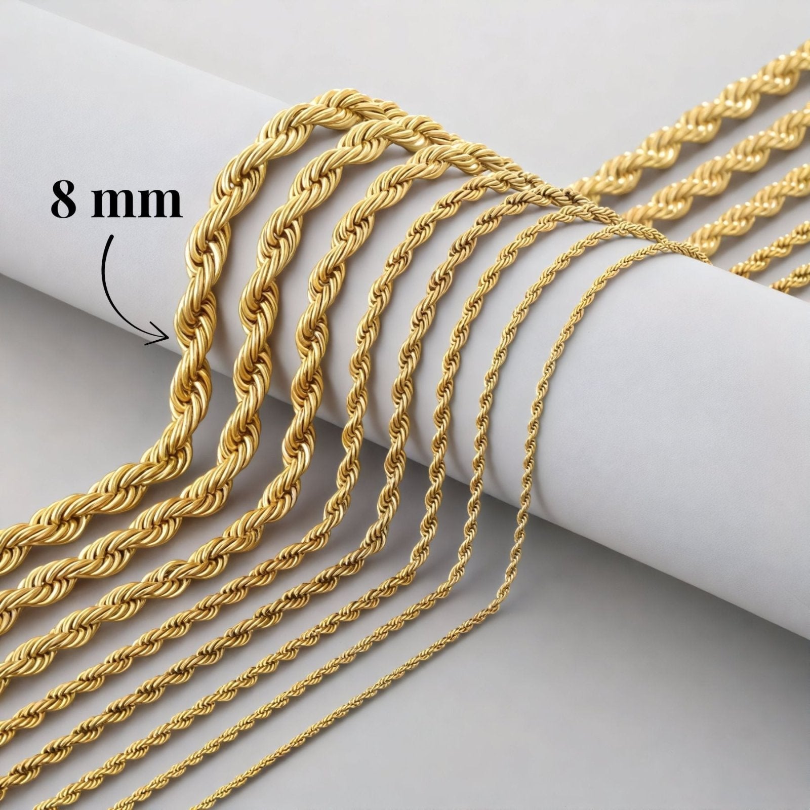Chaine corde 8 mm en acier inoxydable, modèle Canyon
