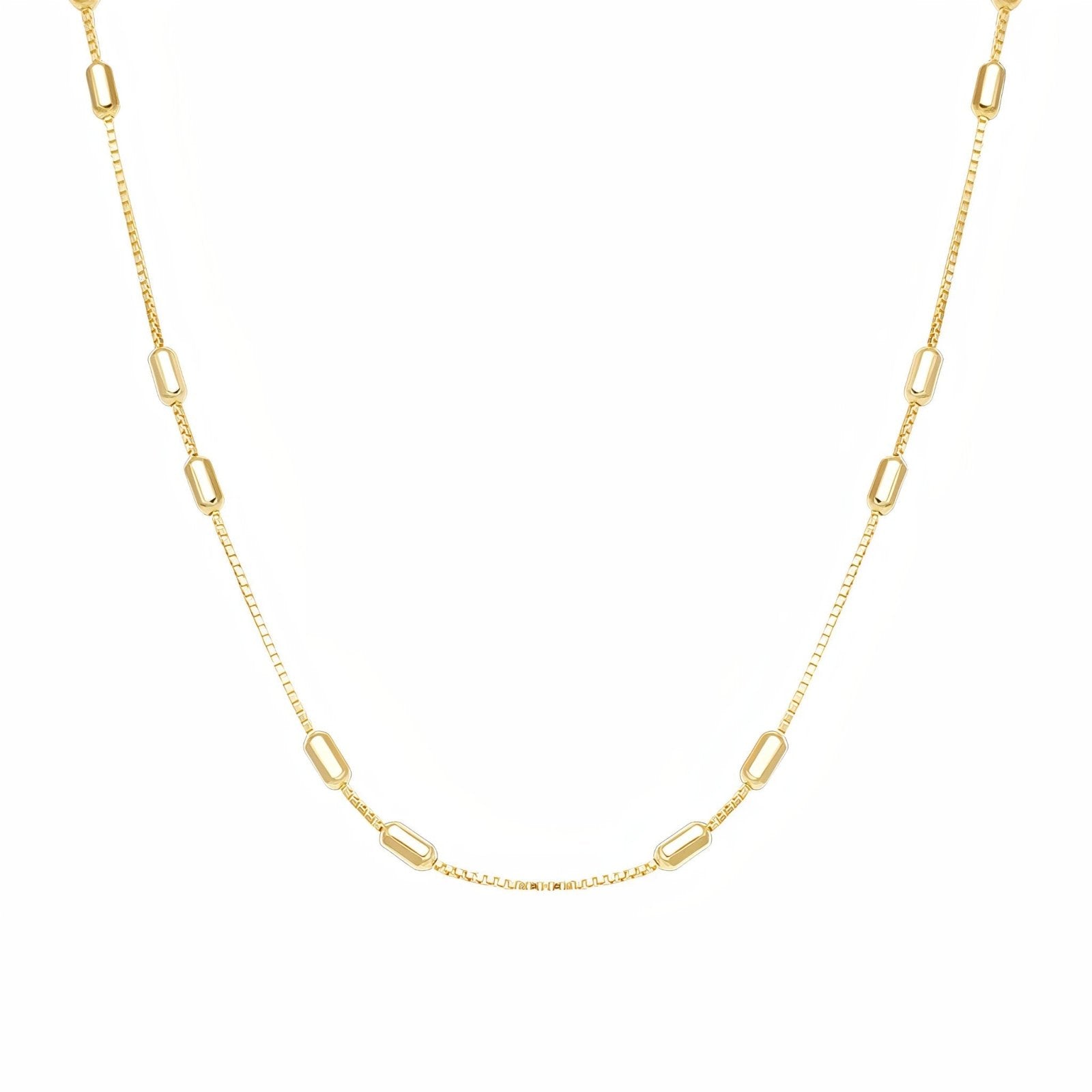 Chaine en argent 925, mailles boîte 0,8 mm, détails géométriques, taille ajustable, modèle Ophélia