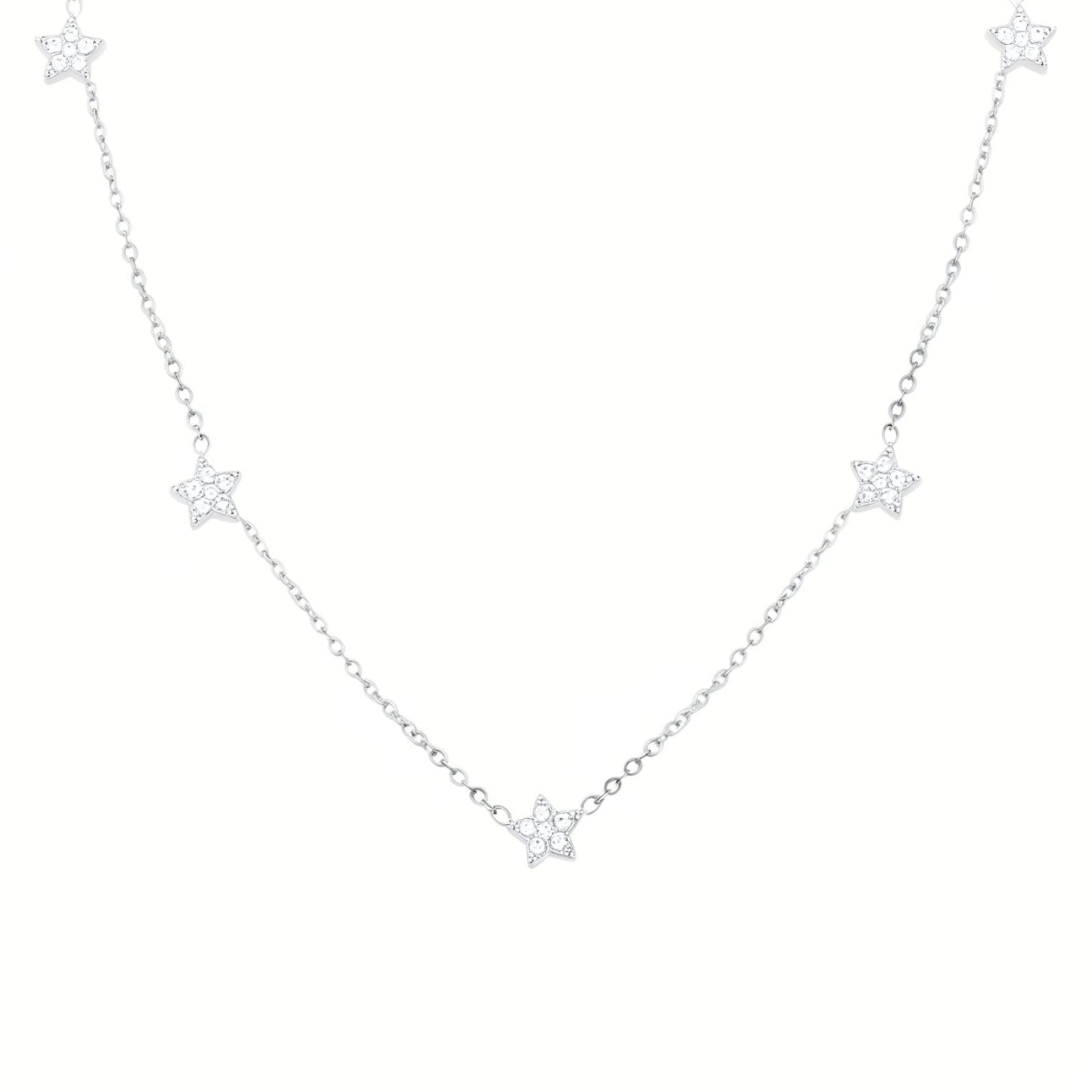 Chaine étoilée en acier inoxydable, pendentifs zircons délicats, 42+5 cm, bijou élégant, modèle Vanessa