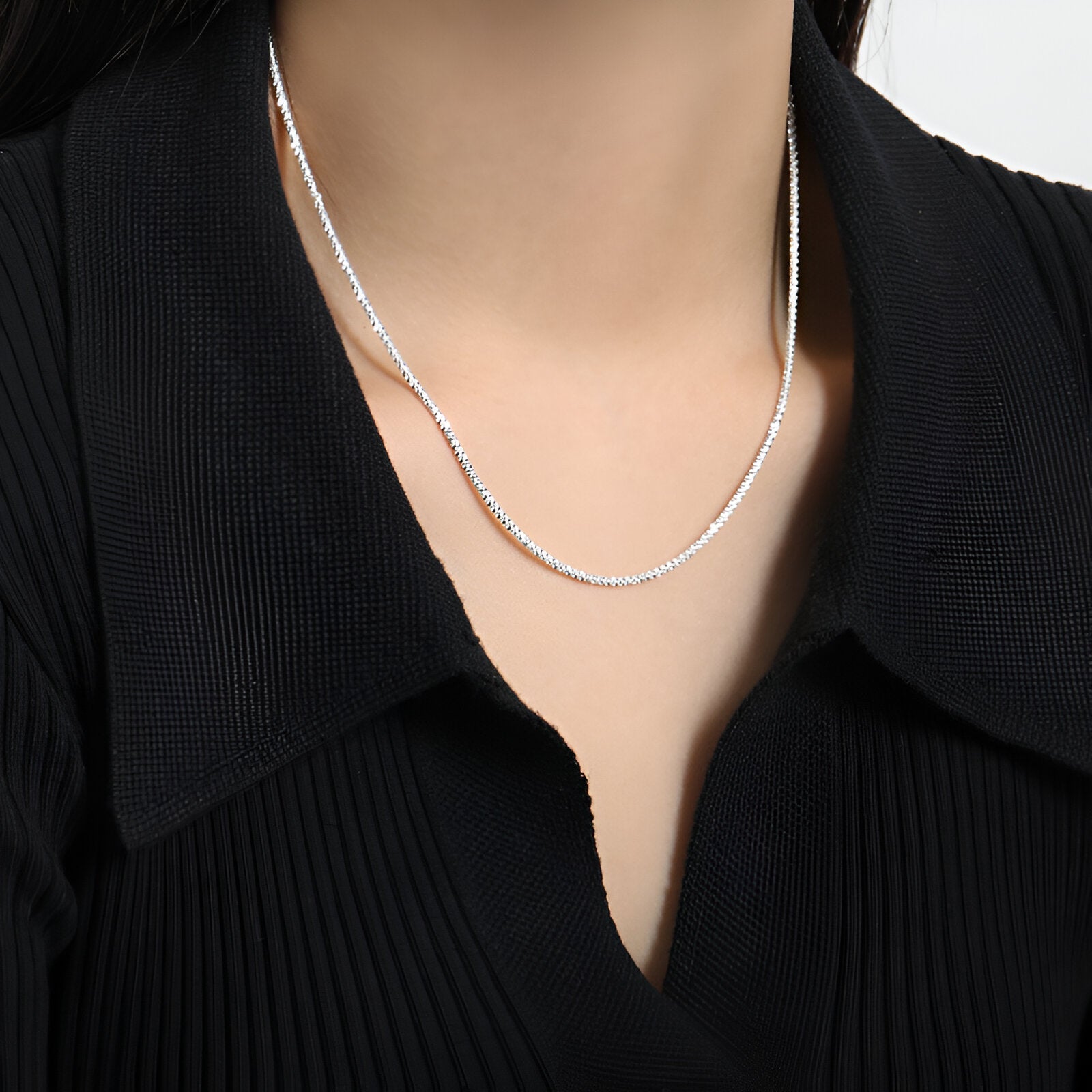 Chaine fine facettée, argent massif S925, éclat discret et chic, modèle Alondra