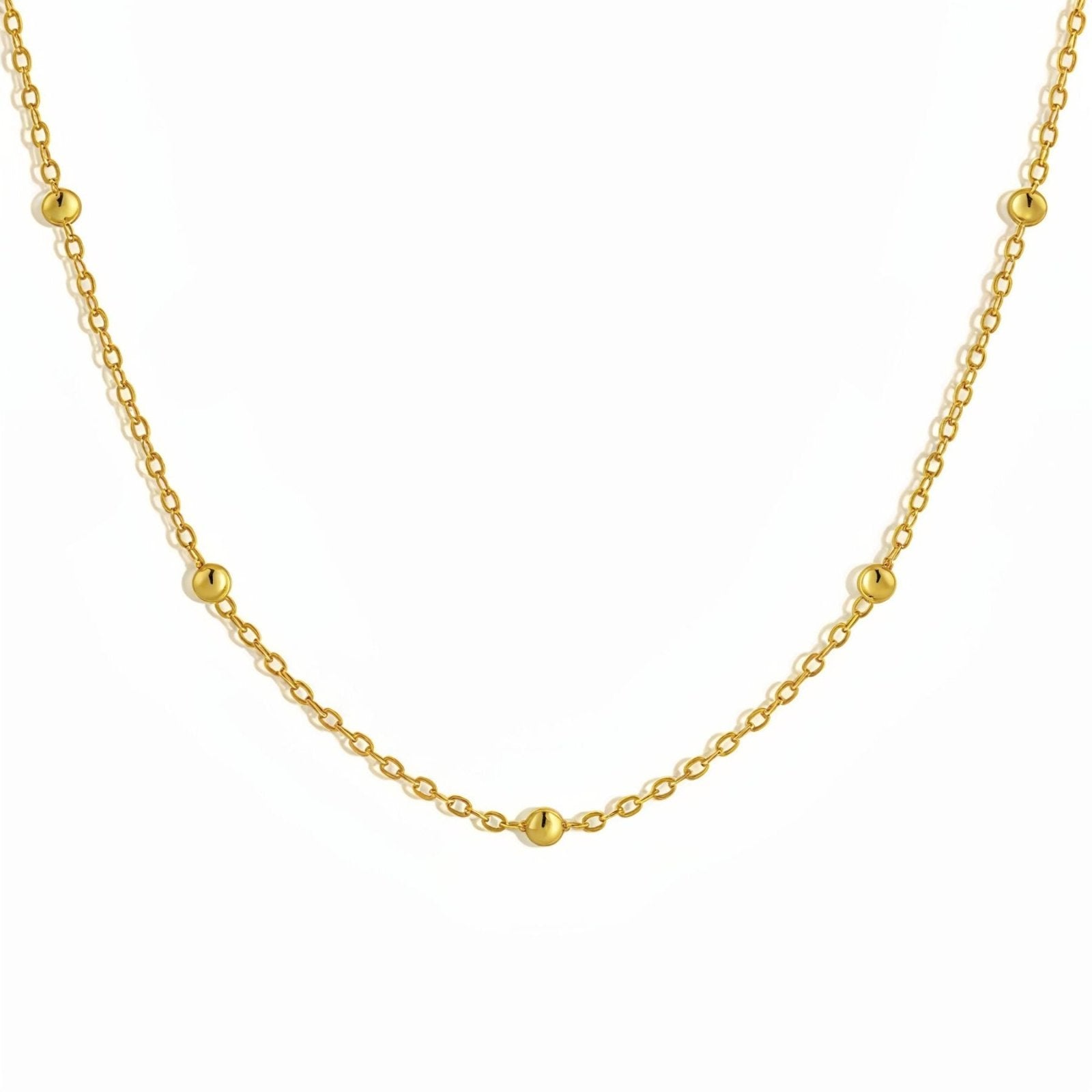 Chaîne forçat en argent 925, ornée de petites boules dorées ou argentées, style minimaliste pour femme, modèle Perla