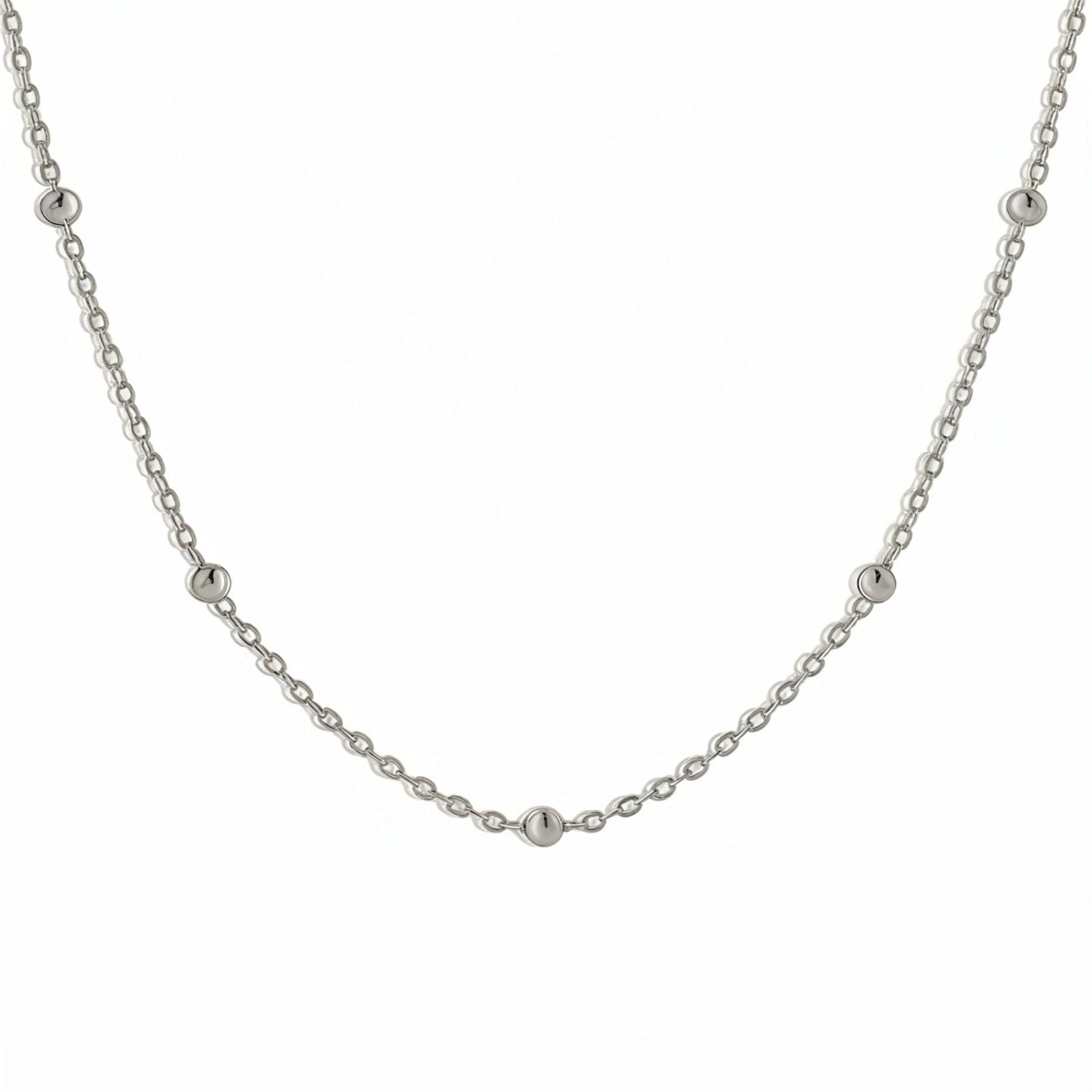 Chaîne forçat en argent 925, ornée de petites boules dorées ou argentées, style minimaliste pour femme, modèle Perla