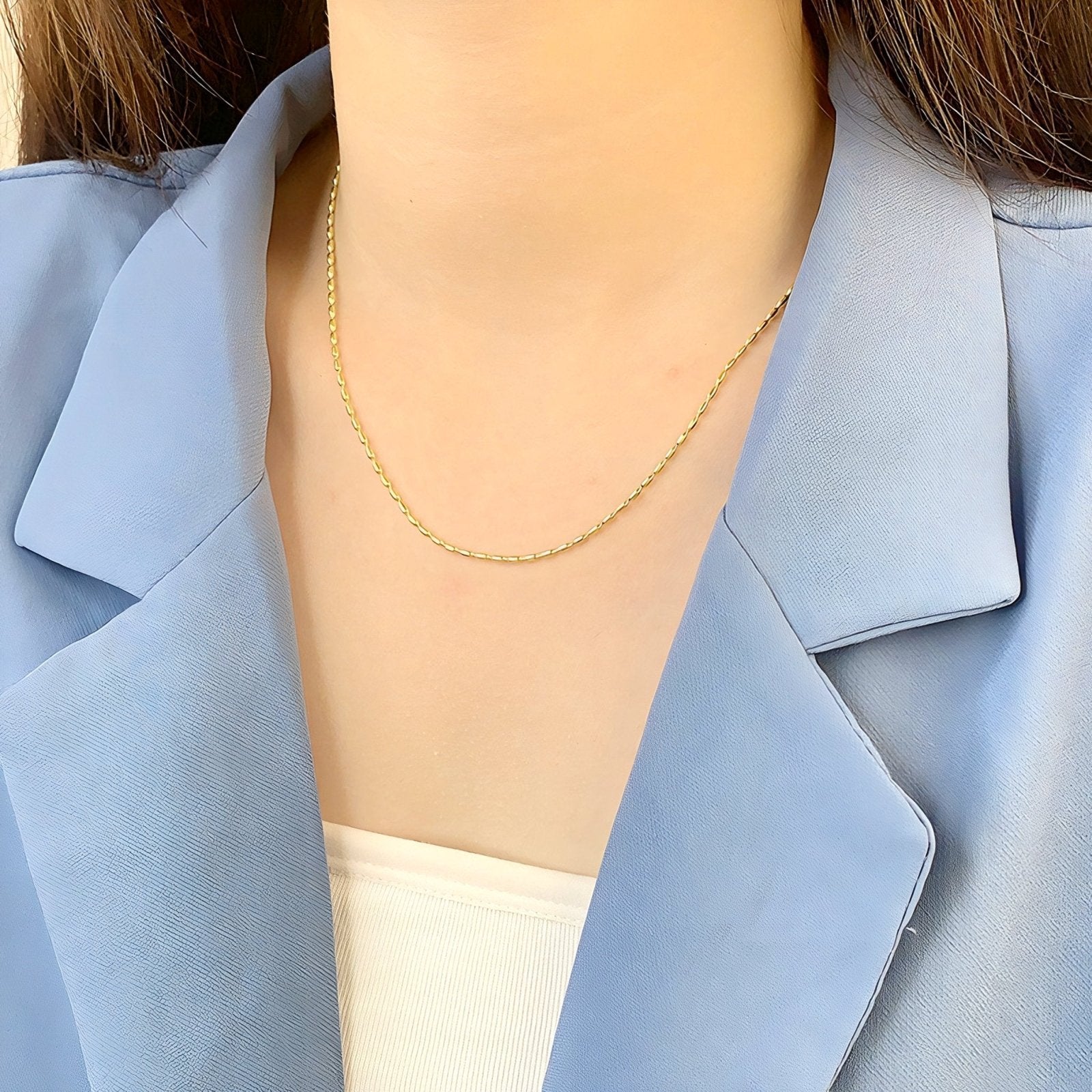 Chaîne grain de riz pour femme, argent 925, style minimalist, modèle Ashley