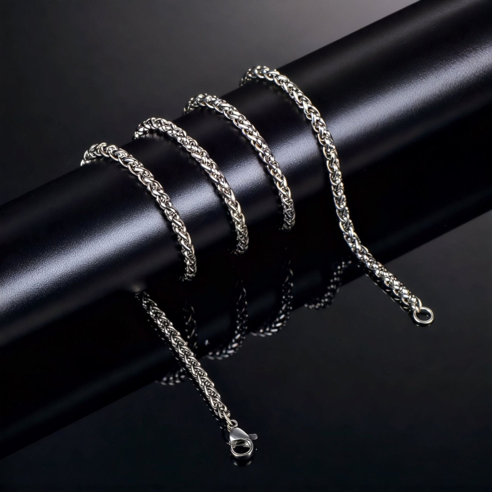 Chaîne maille spiga 3 mm pour homme, en acier inoxydable, modèle Conor