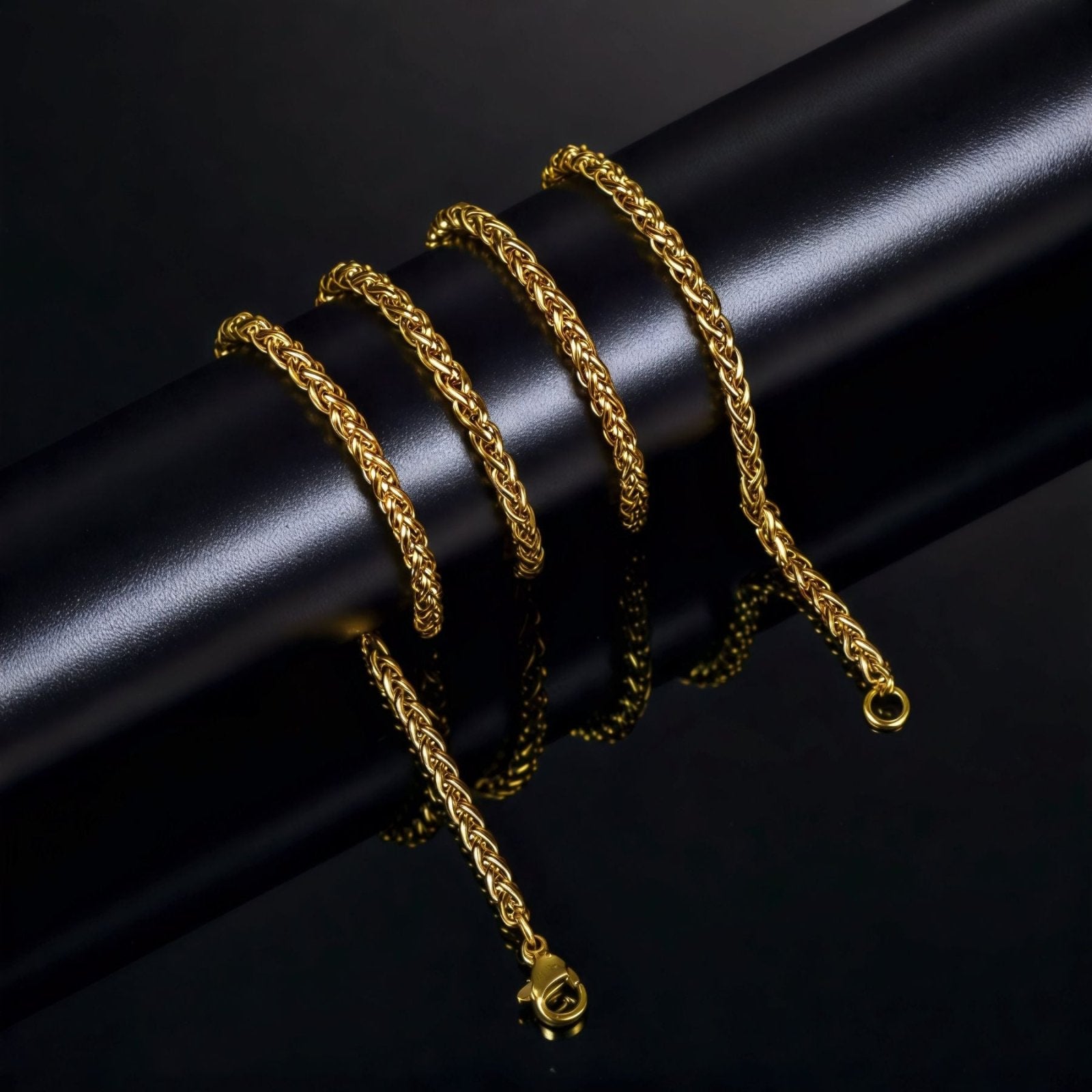 Chaîne maille spiga 3 mm pour homme, en acier inoxydable, modèle Conor