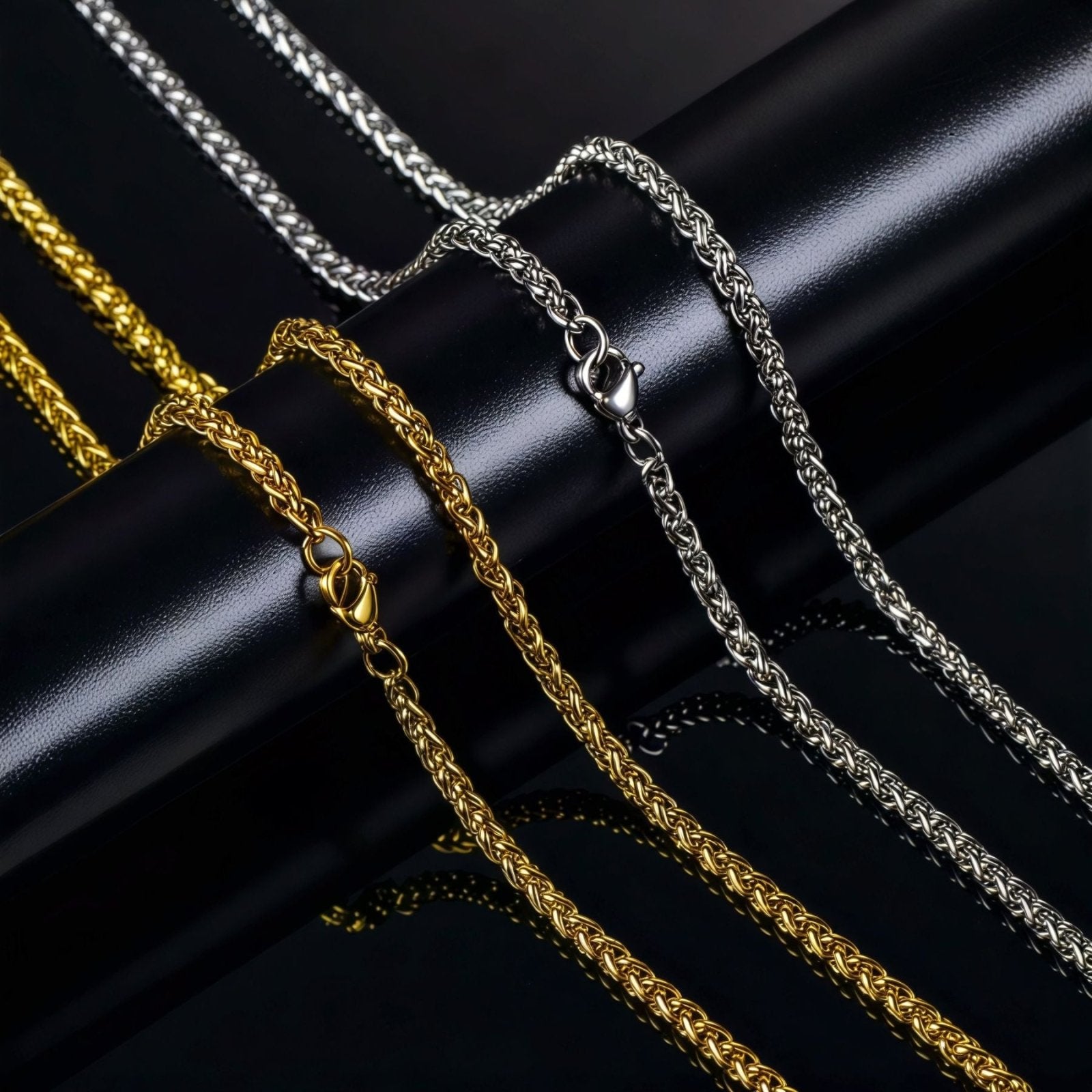 Chaîne maille spiga 3 mm pour homme, en acier inoxydable, modèle Conor
