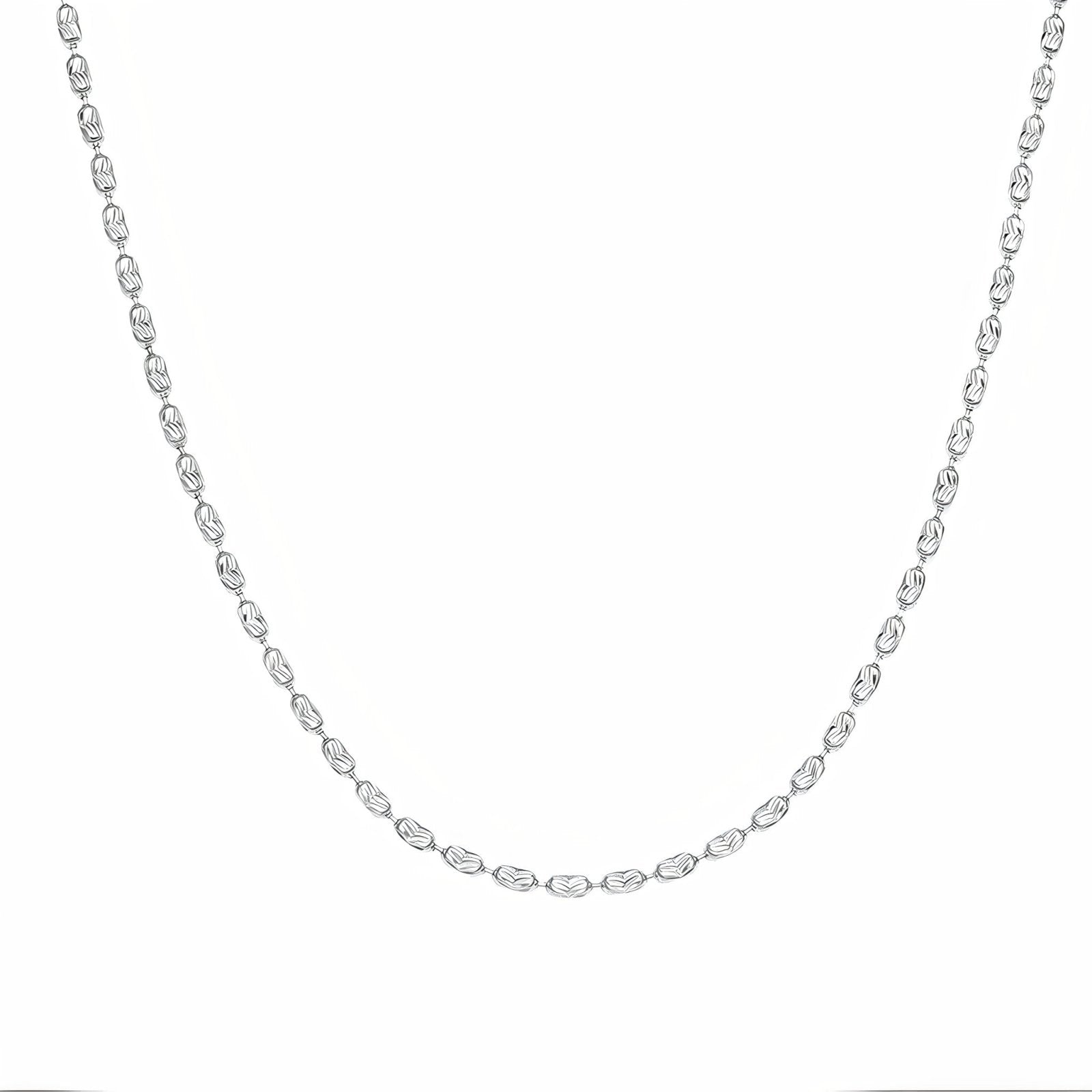 Chaine pour femme en argent 925, maille olive texturée, taille extensible, modèle Angel