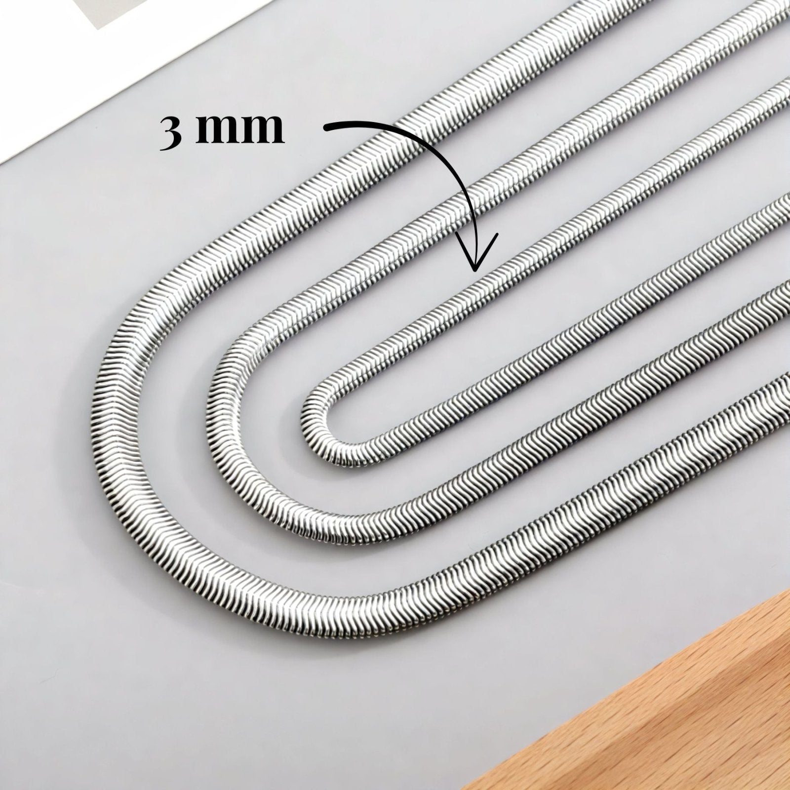 Chaine serpent 3 mm en acier inoxydable, modèle Serkan