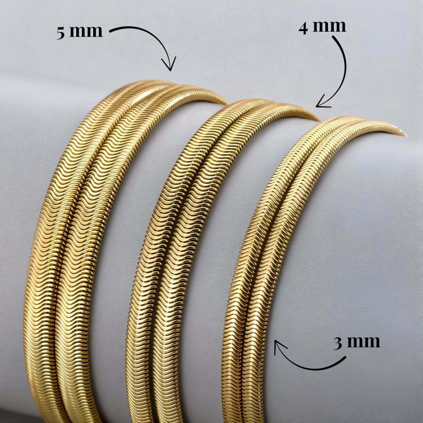 Chaine serpent 5 mm en acier inoxydable, modèle Serkan