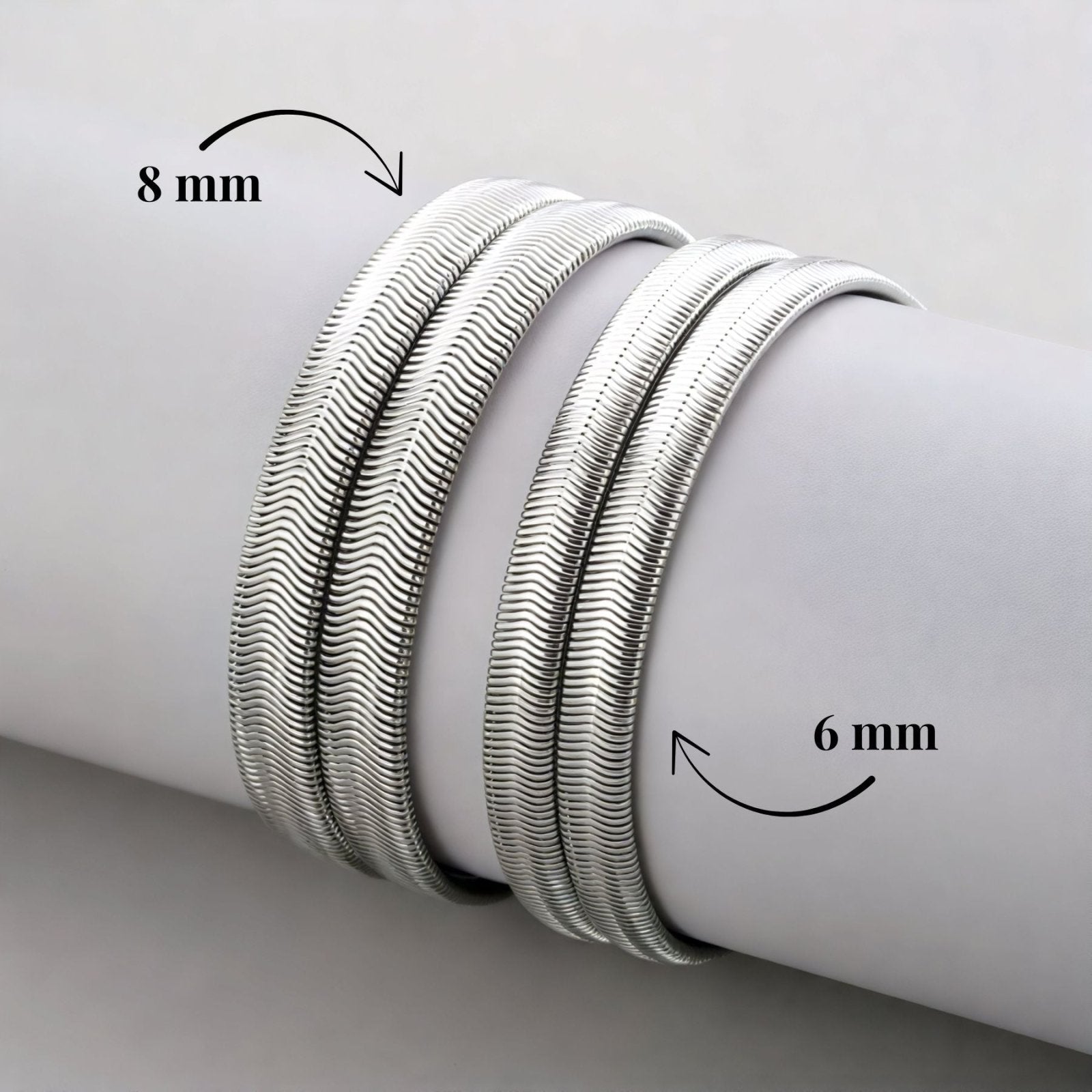 Chaine serpent 8 mm en acier inoxydable, modèle Serkan