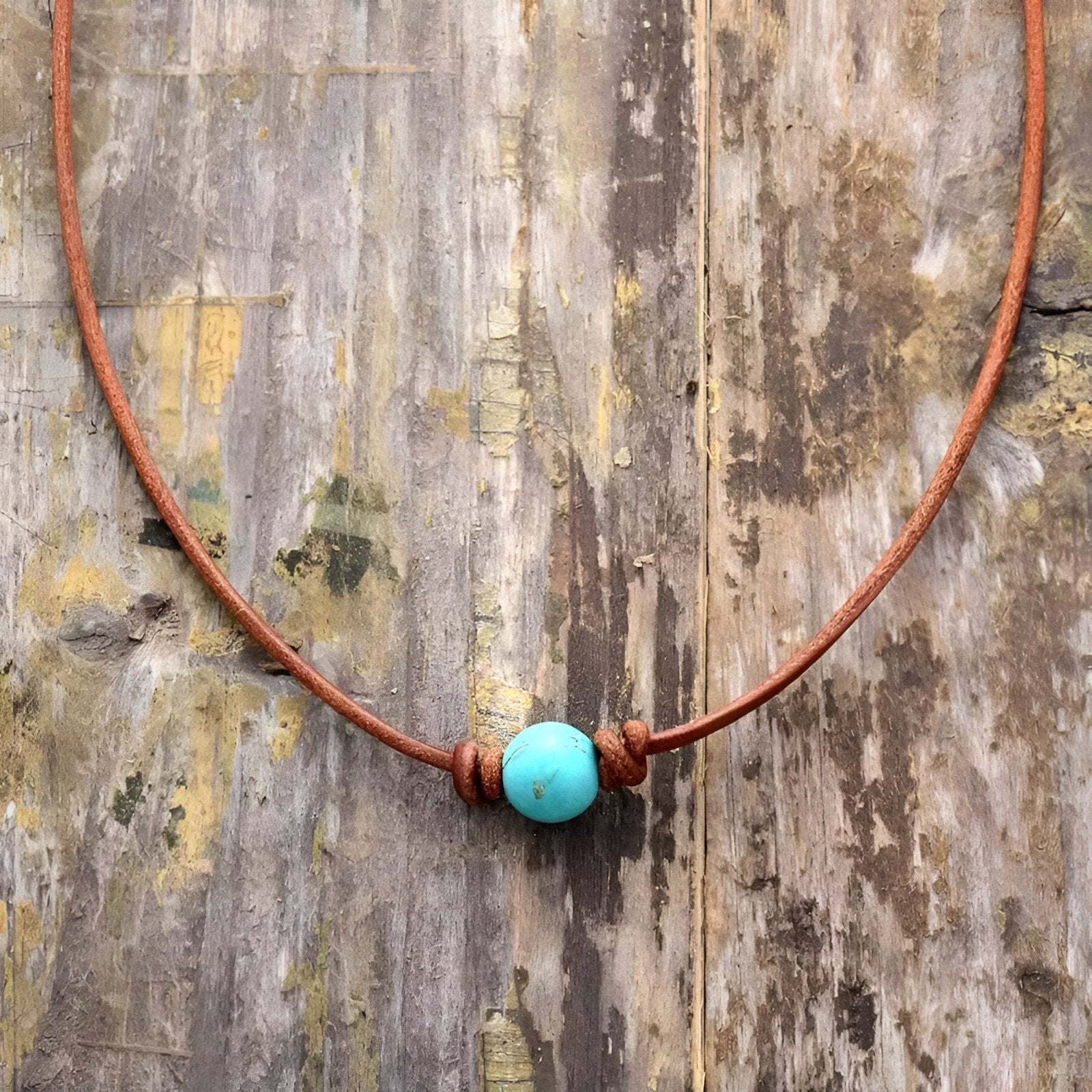 Choker en cordon et pierre naturelle, style bohème pour femme, modèle Nami