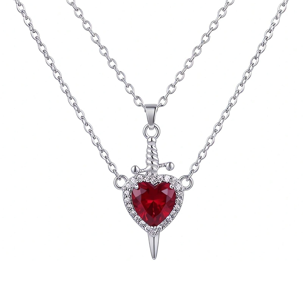 Collier 2 en 1 dark romance pour femme, en alliage de zinc, multi-pendentifs cœur et poignard