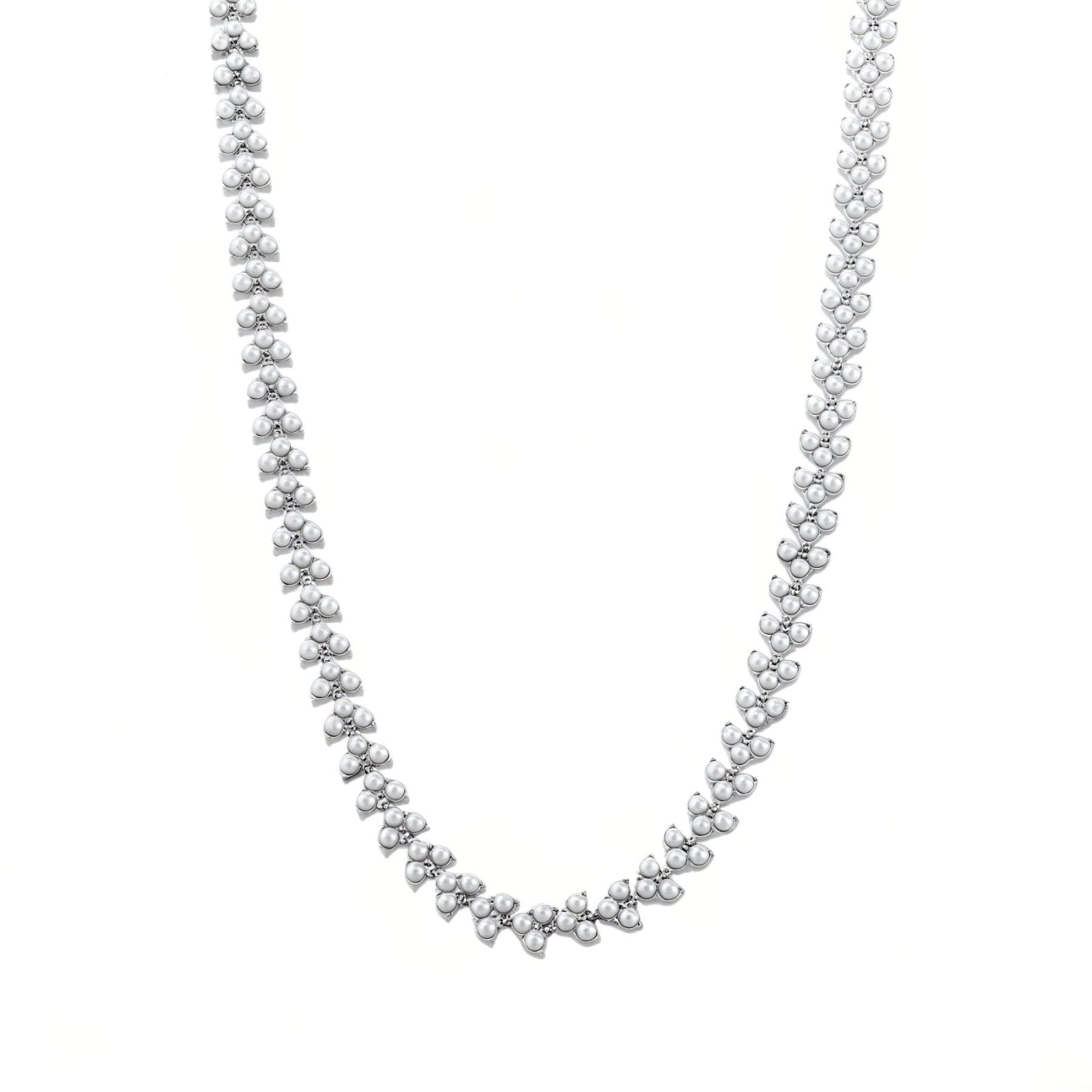 Collier acier inoxydable plaqué or 18K, perles nacrées serties, modèle Georgina