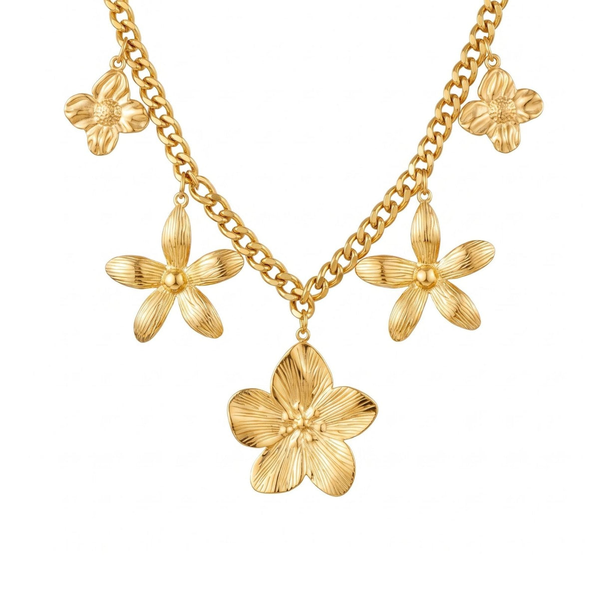 Collier bohème floral pour femme, en acier inoxydable doré, pendentifs fleurs au design élégant