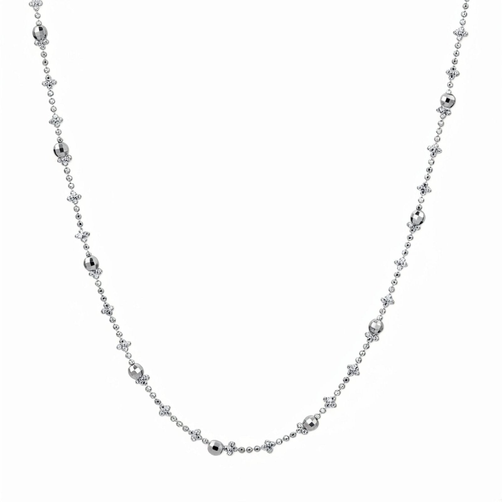 Collier chaîne à billes facettées en argent 925, bijou fin et scintillant pour femme, modèle Solène