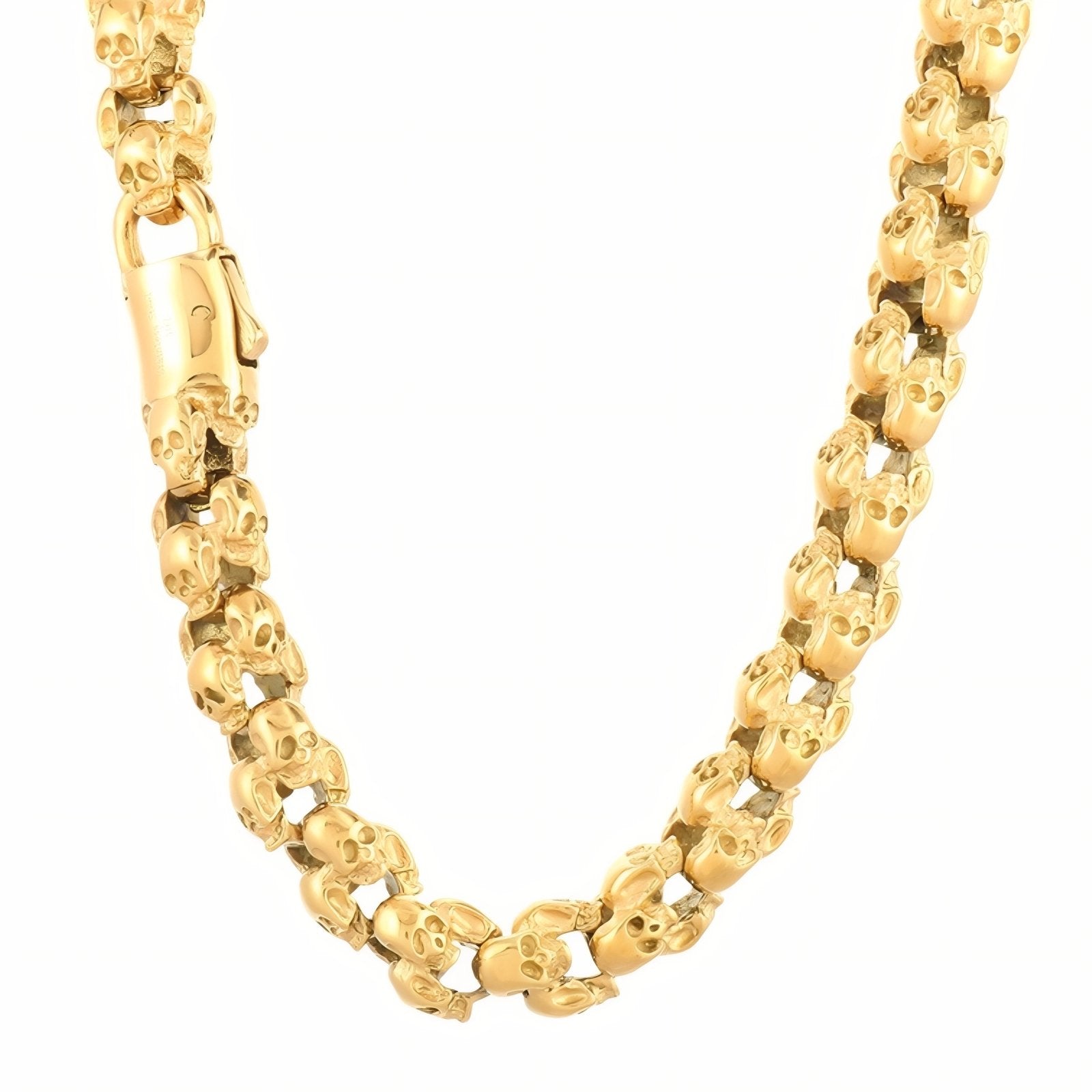 Collier chaîne tête de mort pour homme, en acier inoxydable