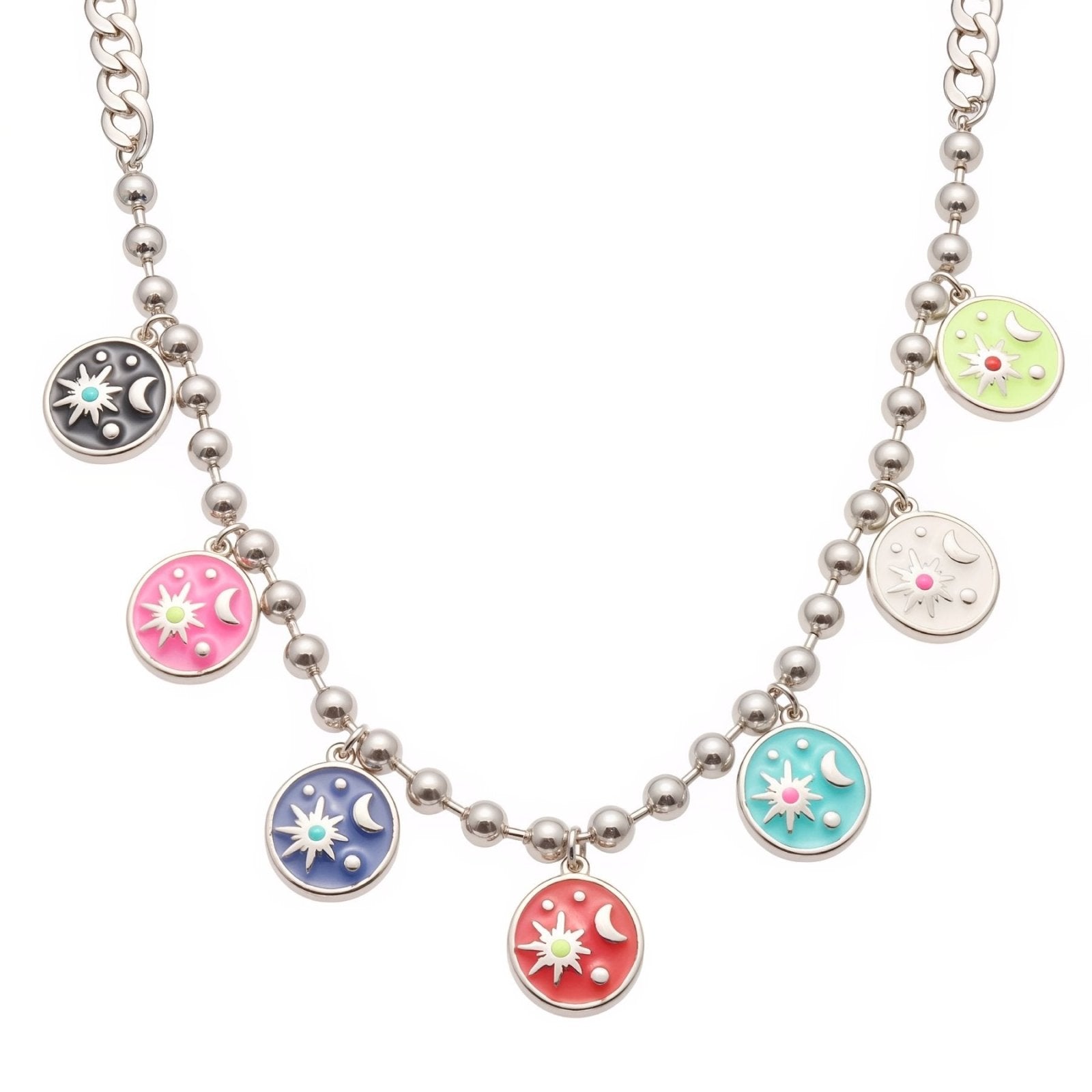 Collier charms pour femme, pendentifs émaillés colorés, en acier inoxydable