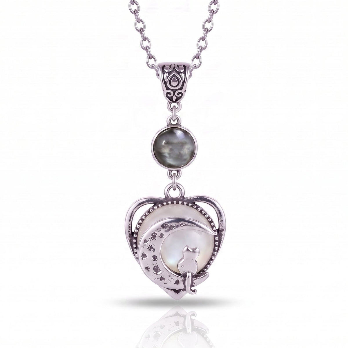 Collier chat pour femme, en alliage de zinc, avec pendentif lune