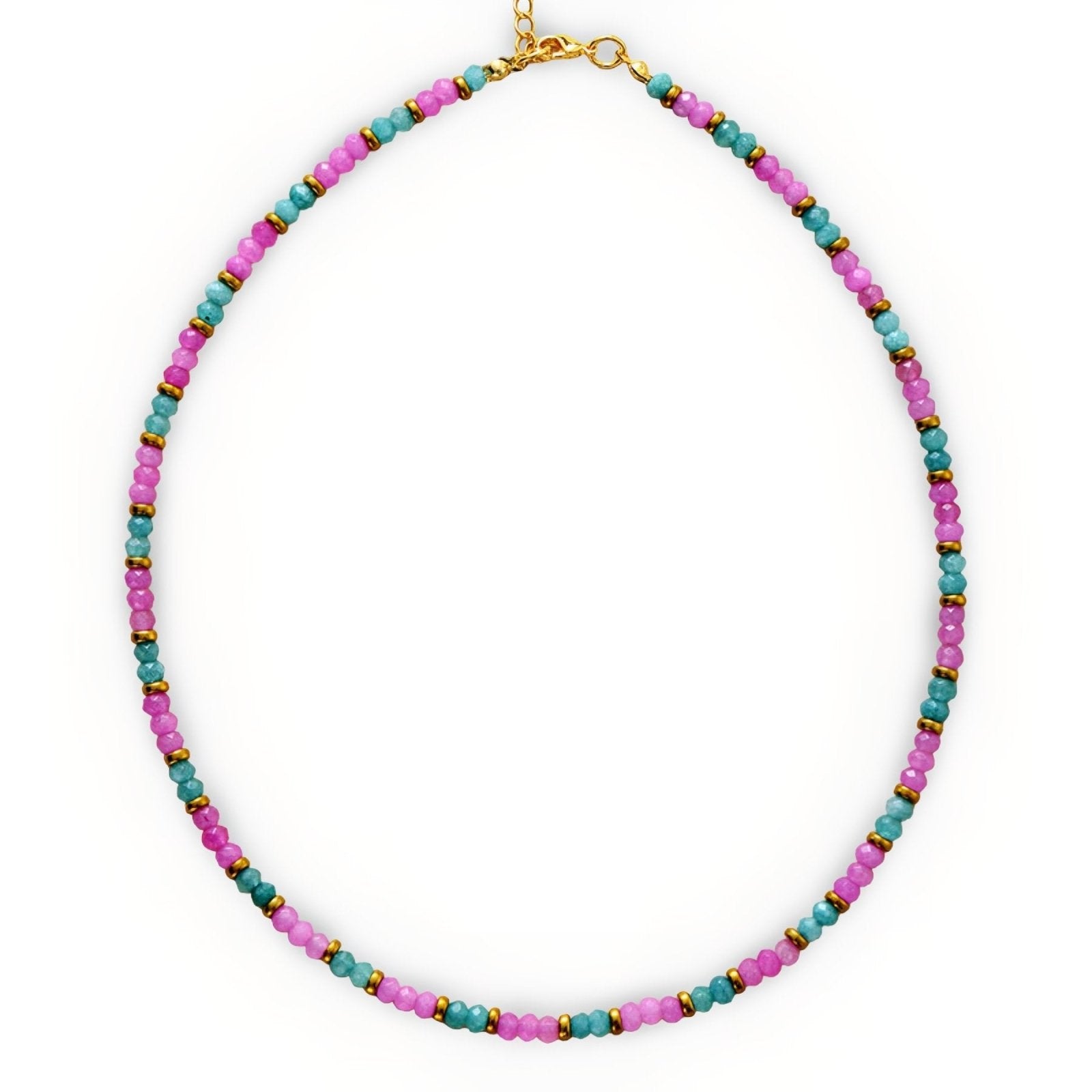 Collier choker en pierres naturelles multicolores, en agate naturelle teintée, style moderne coloré