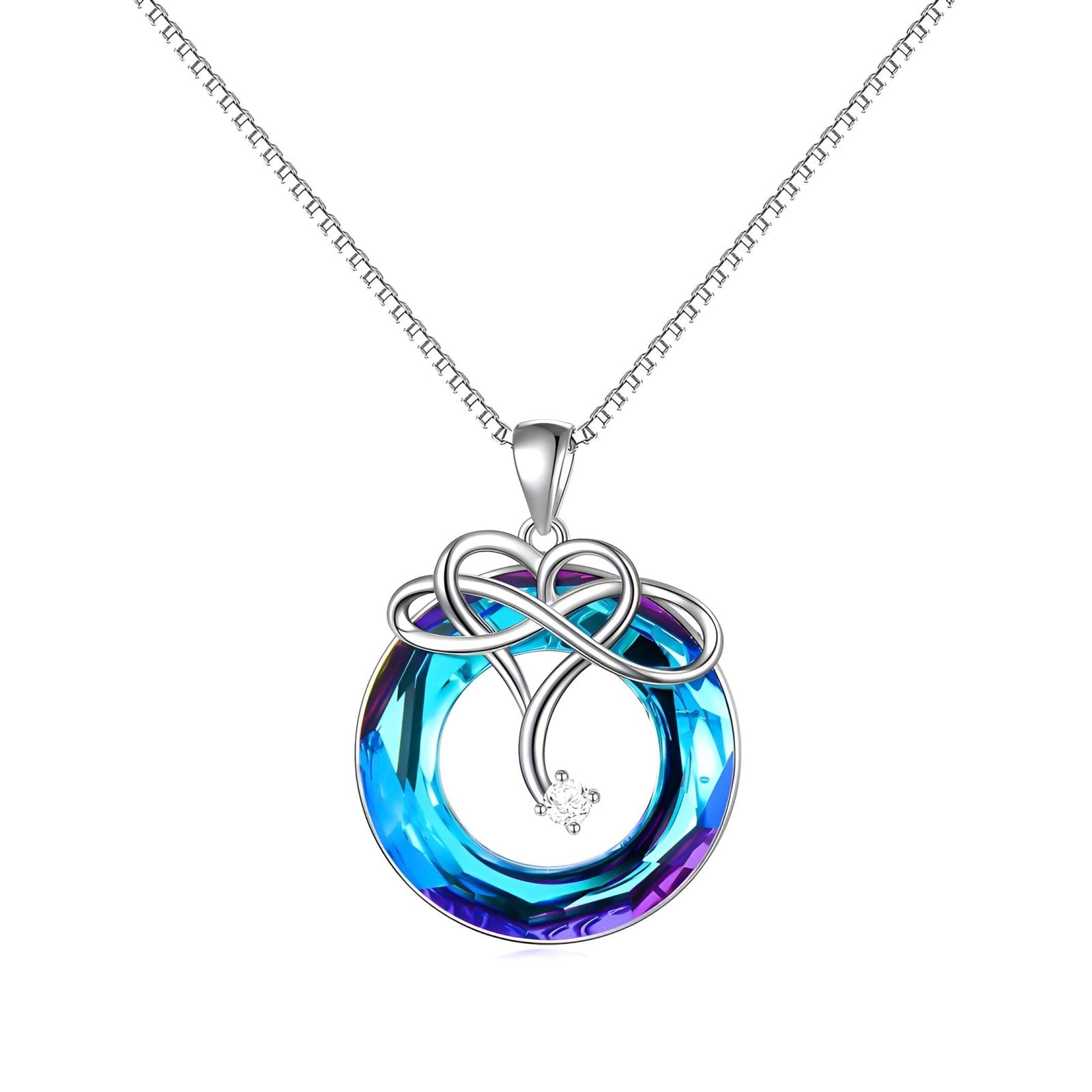 Collier coeur discret pour femme, cristal bleu océan et zircon, chaîne en argent 925, modèle Azure