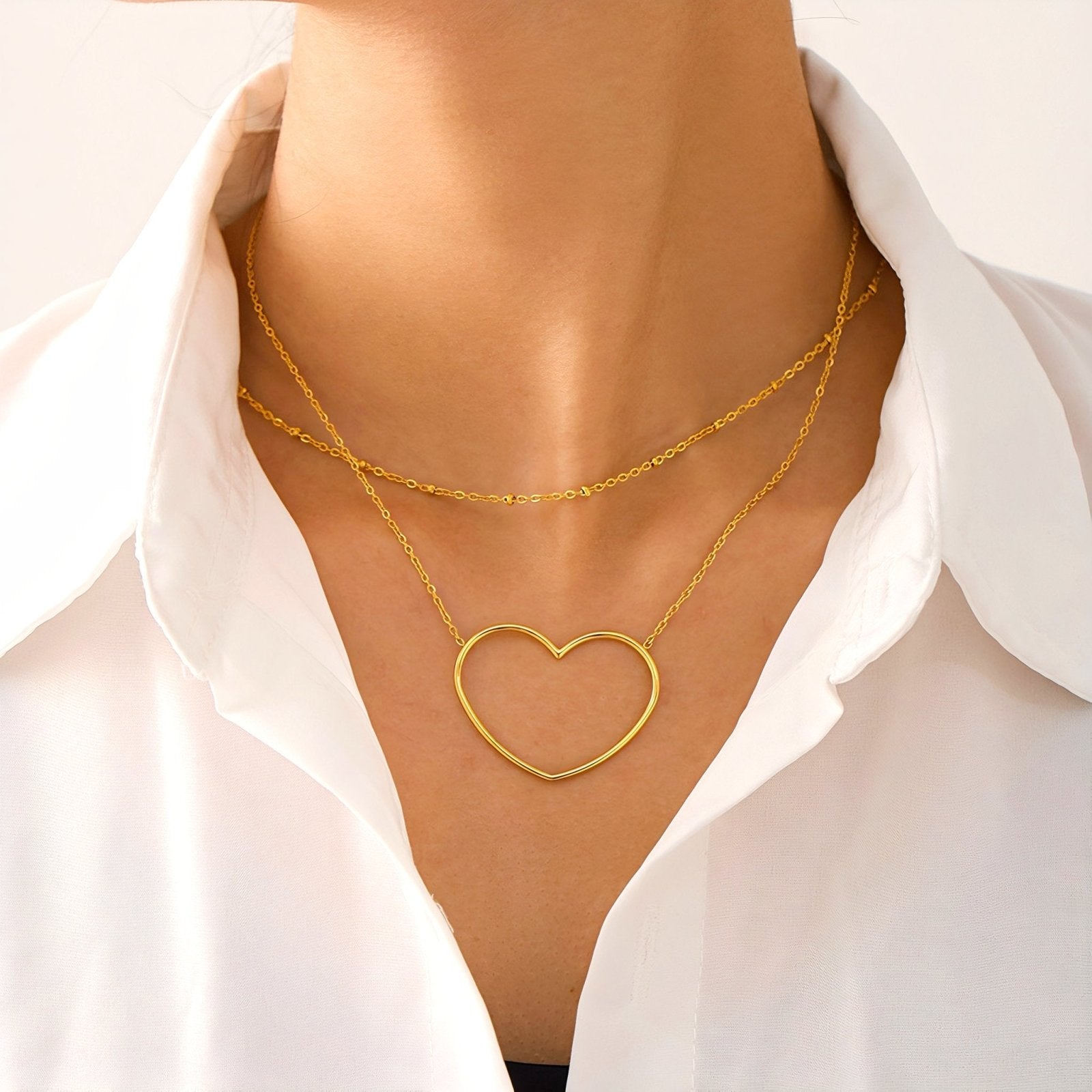 Collier cœur doré minimaliste, bijou élégant en acier inoxydable, modèle Moor