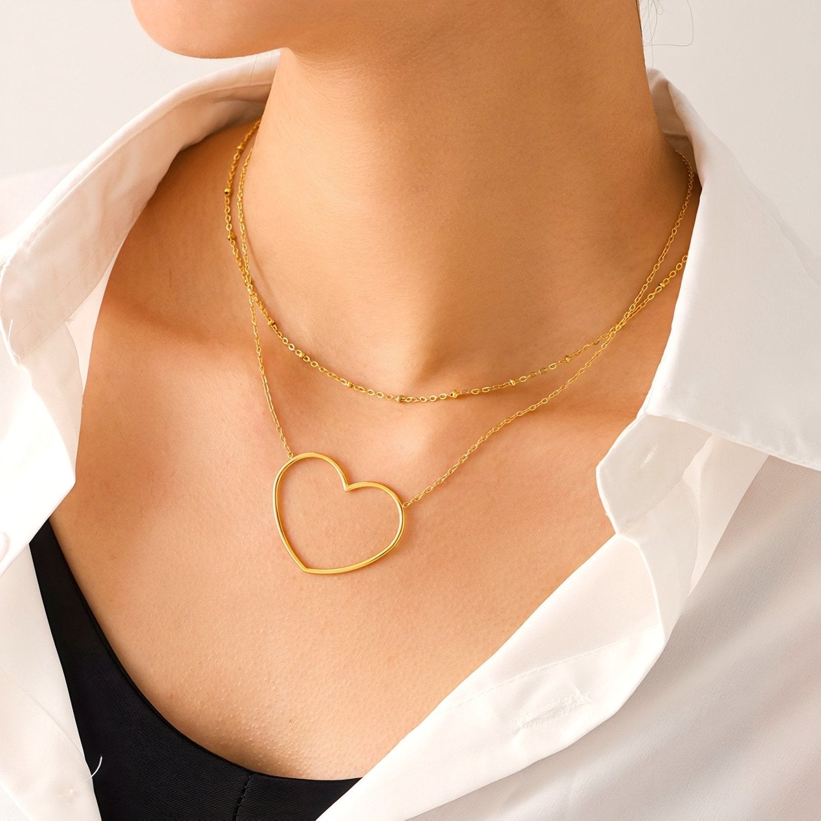 Collier cœur doré minimaliste, bijou élégant en acier inoxydable, modèle Moor