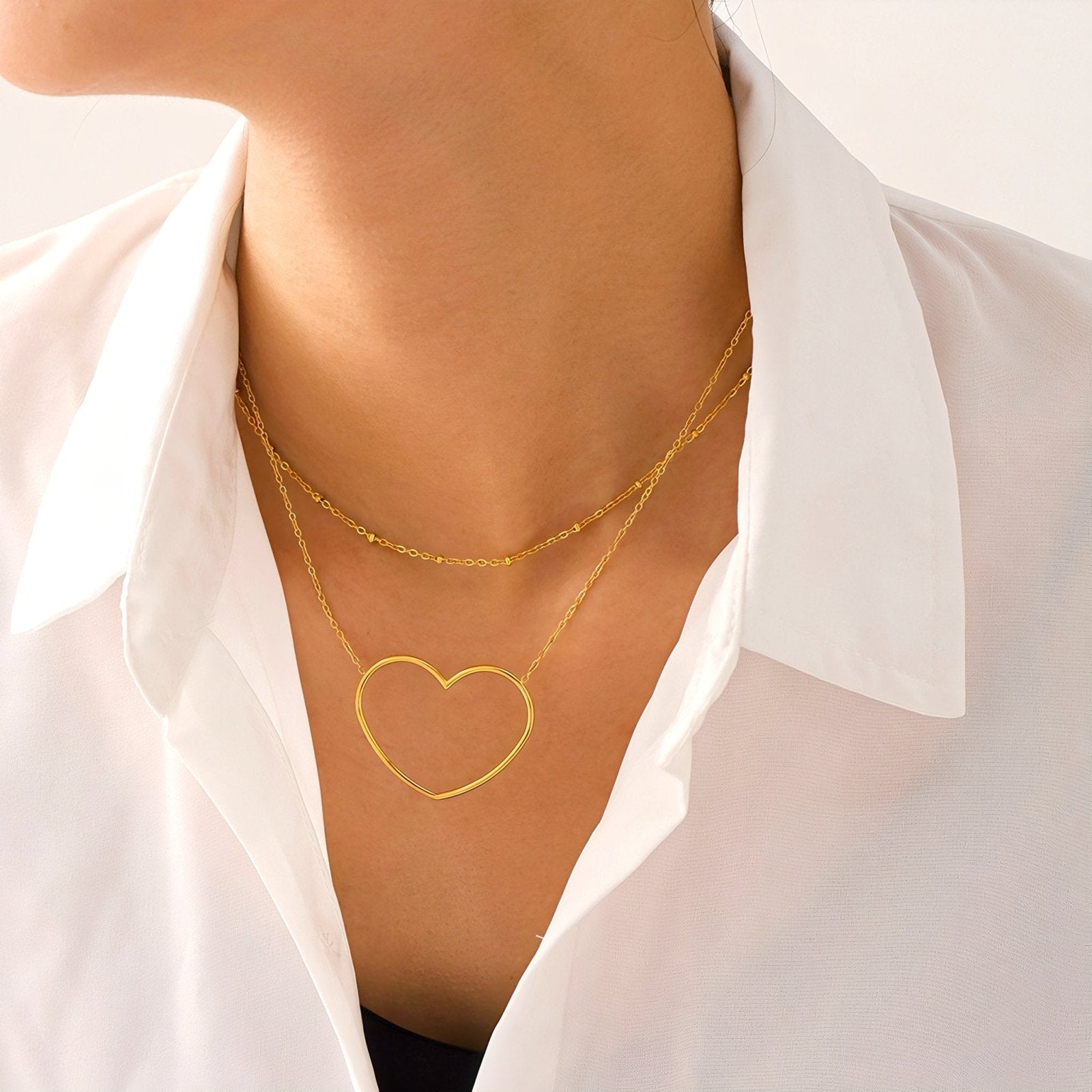 Collier cœur doré minimaliste, bijou élégant en acier inoxydable, modèle Moor