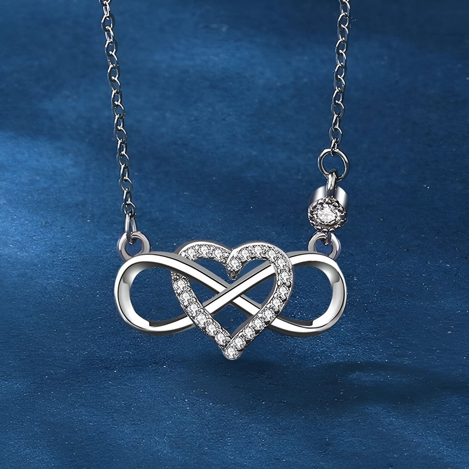 Collier cœur infini pour femme, en argent 925, zircon brillant et maille forçat, modèle Fortuna