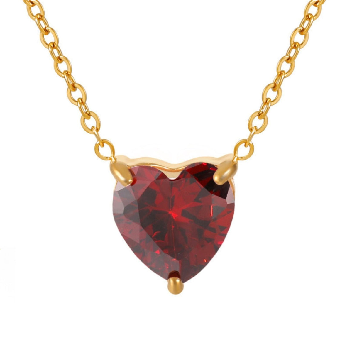 Collier cœur orné de cristal pour femme, en acier inoxydable doré, pendentif cœur facetté
