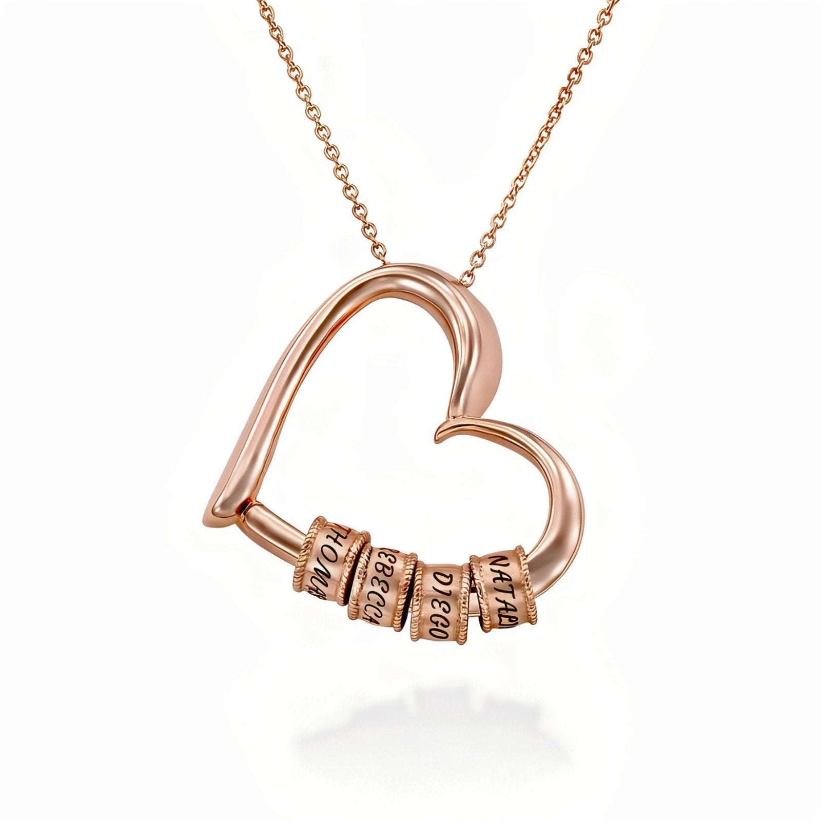 Collier cœur personnalisé en acier inoxydable, avec perles gravées, pour femme, modèle Soul