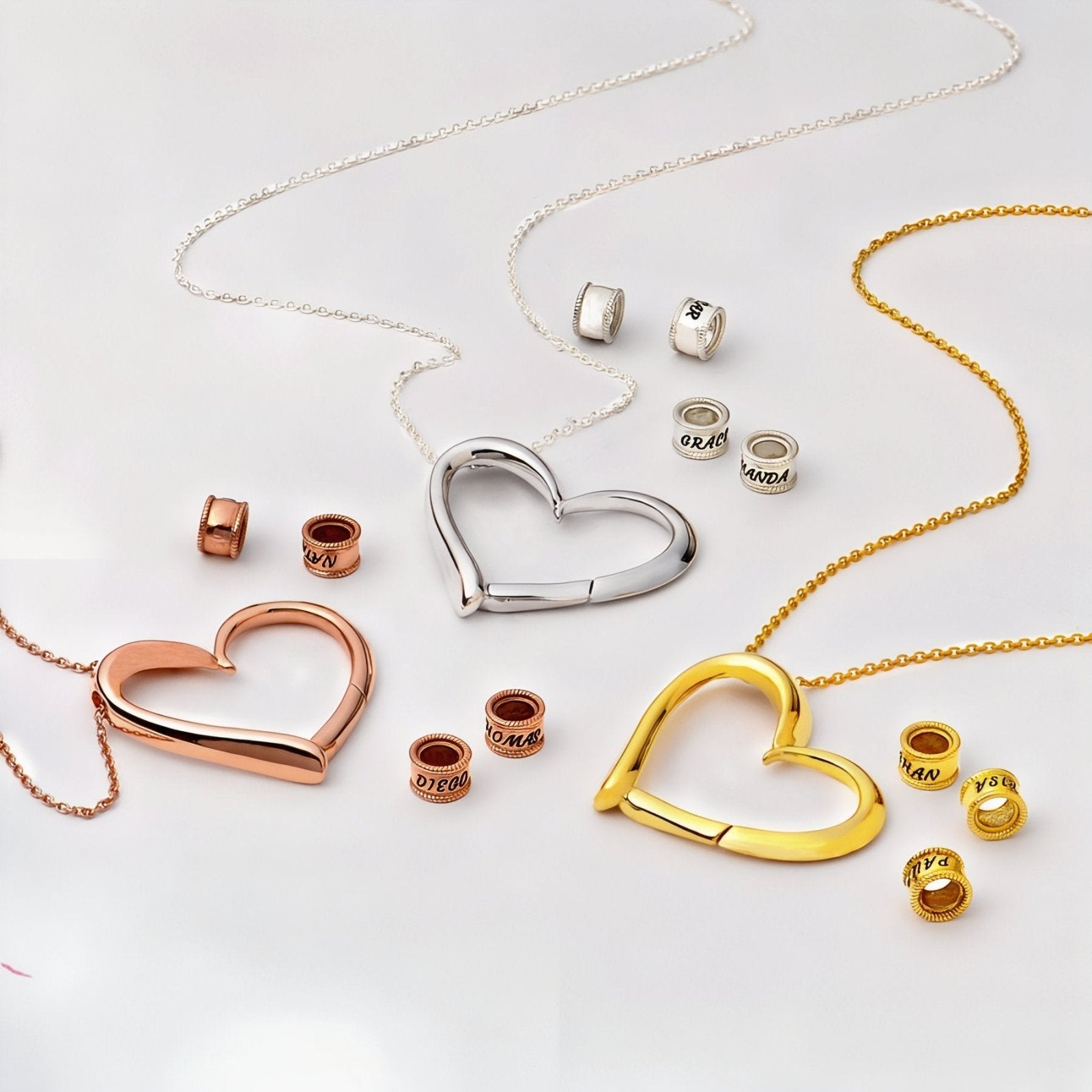 Collier cœur personnalisé en acier inoxydable, avec perles gravées, pour femme, modèle Soul