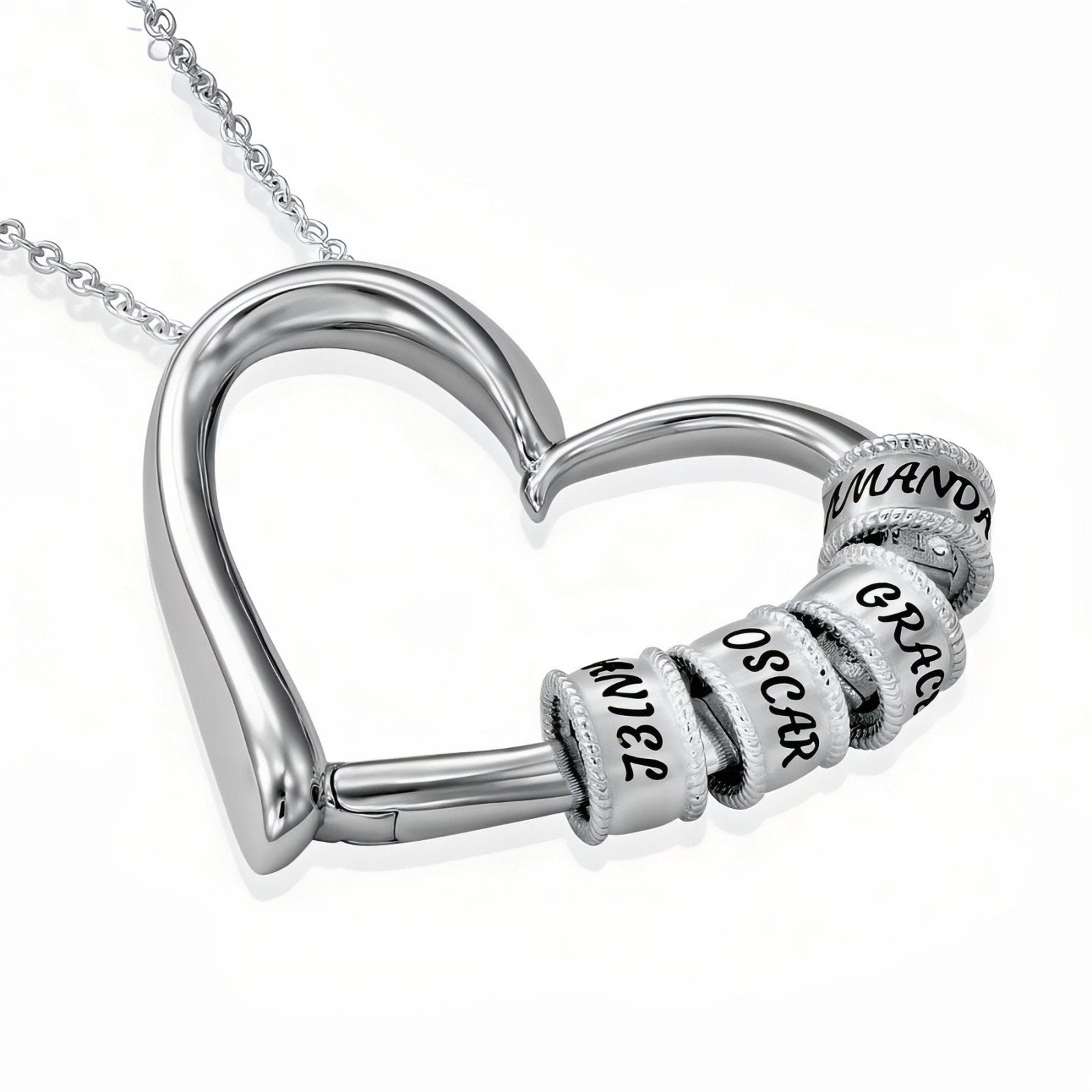 Collier cœur personnalisé en acier inoxydable, avec perles gravées, pour femme, modèle Soul