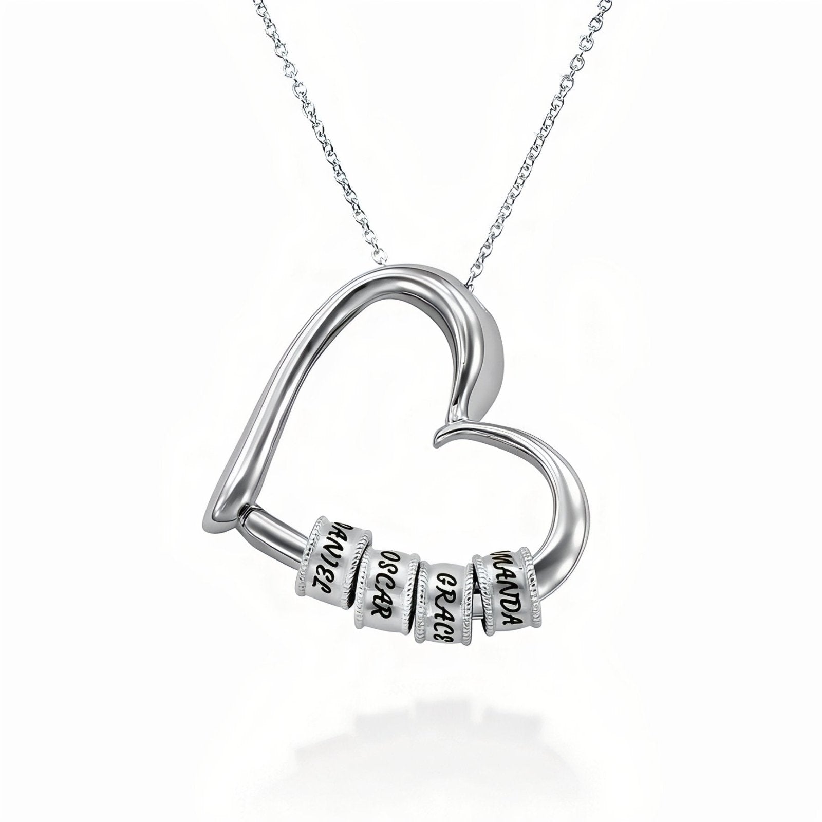 Collier cœur personnalisé en acier inoxydable, avec perles gravées, pour femme, modèle Soul