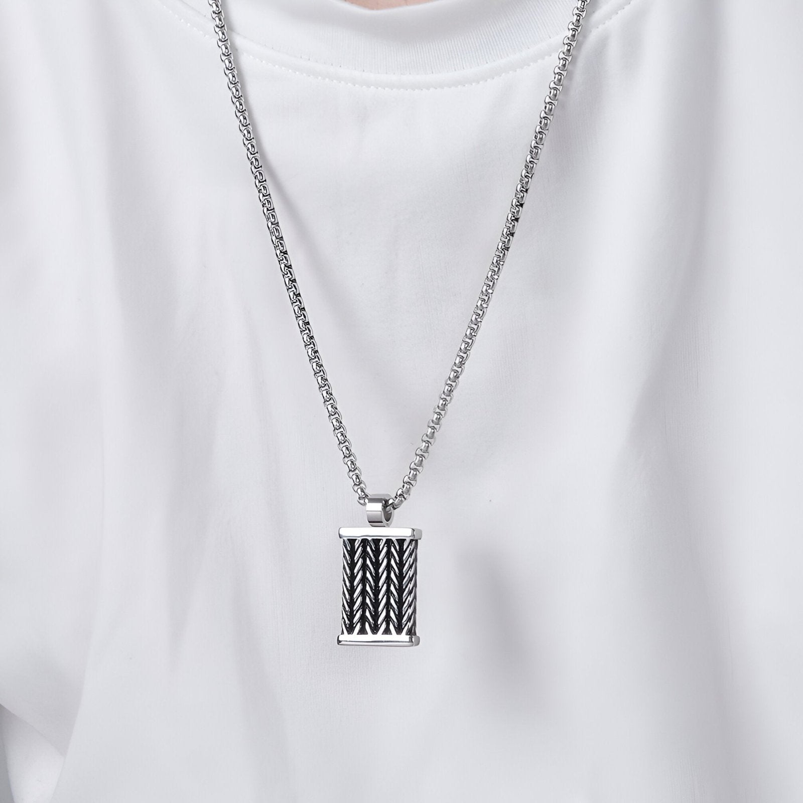 Collier contemporain pour homme, pendentif tressé en acier inoxydable, modèle Maël