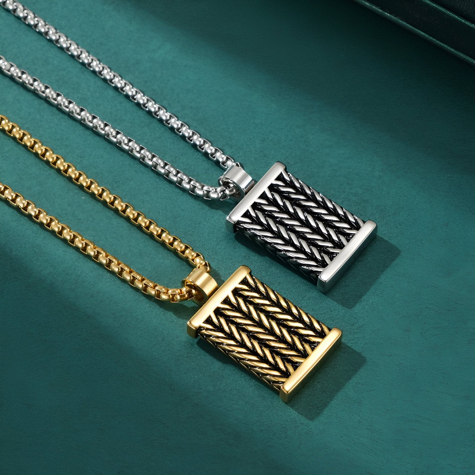 Collier contemporain pour homme, pendentif tressé en acier inoxydable, modèle Maël