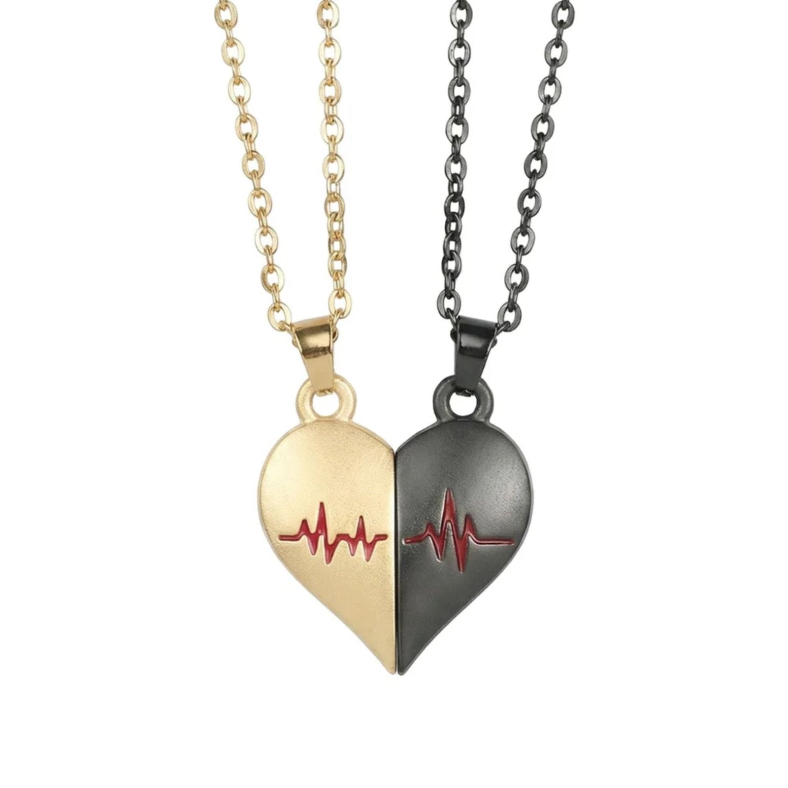 Collier couple, avec pendentif cœur séparable magnétique, en acier inoxydable et alliage