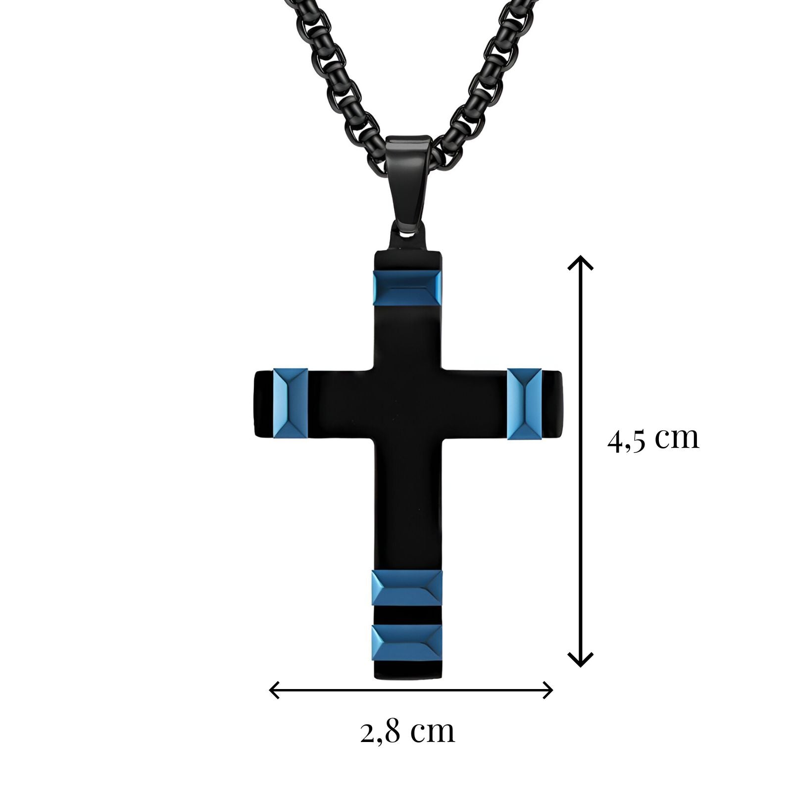 Collier croix acier 316L, finitions colorées, bijou tendance, modèle Maxime
