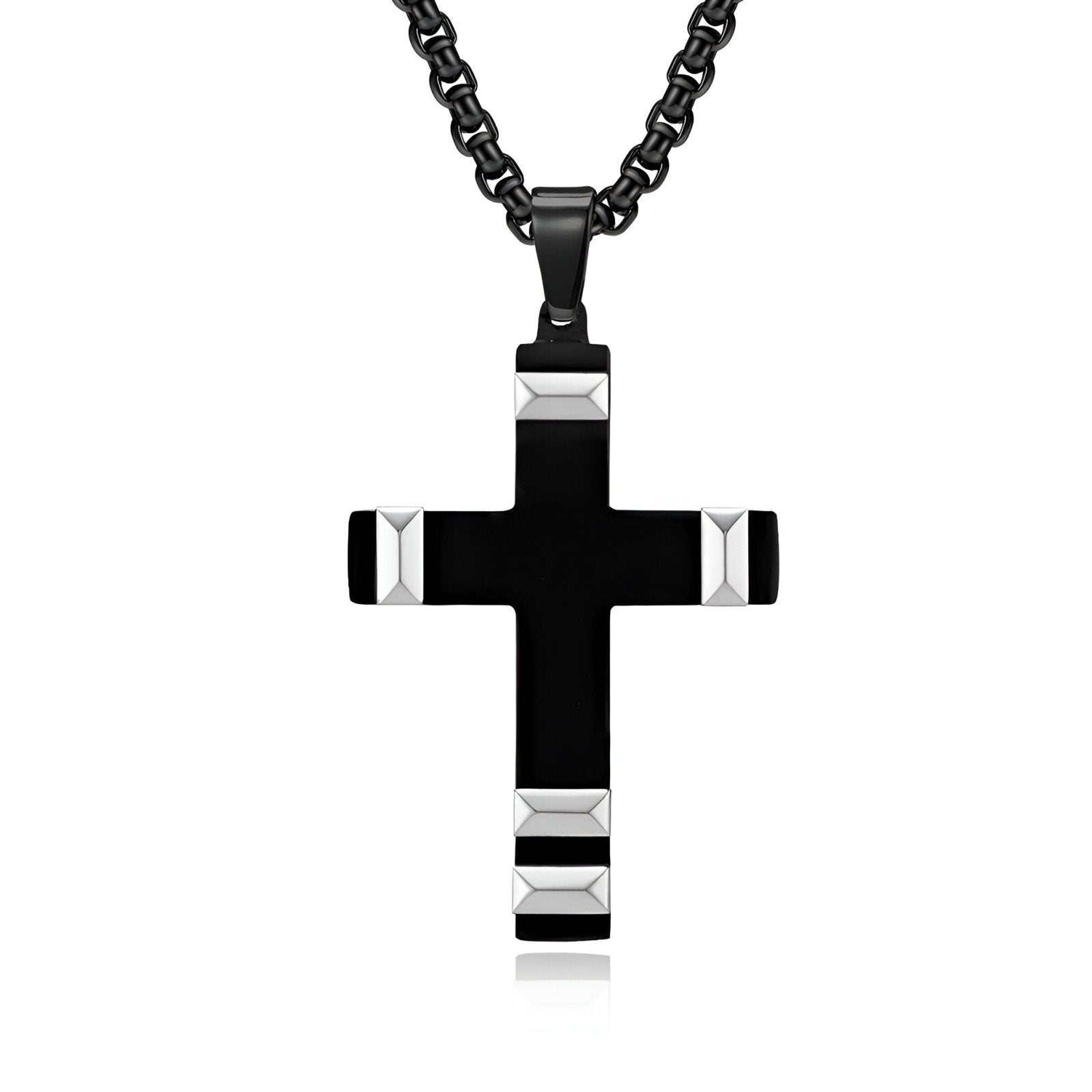 Collier croix acier 316L, finitions colorées, bijou tendance, modèle Maxime