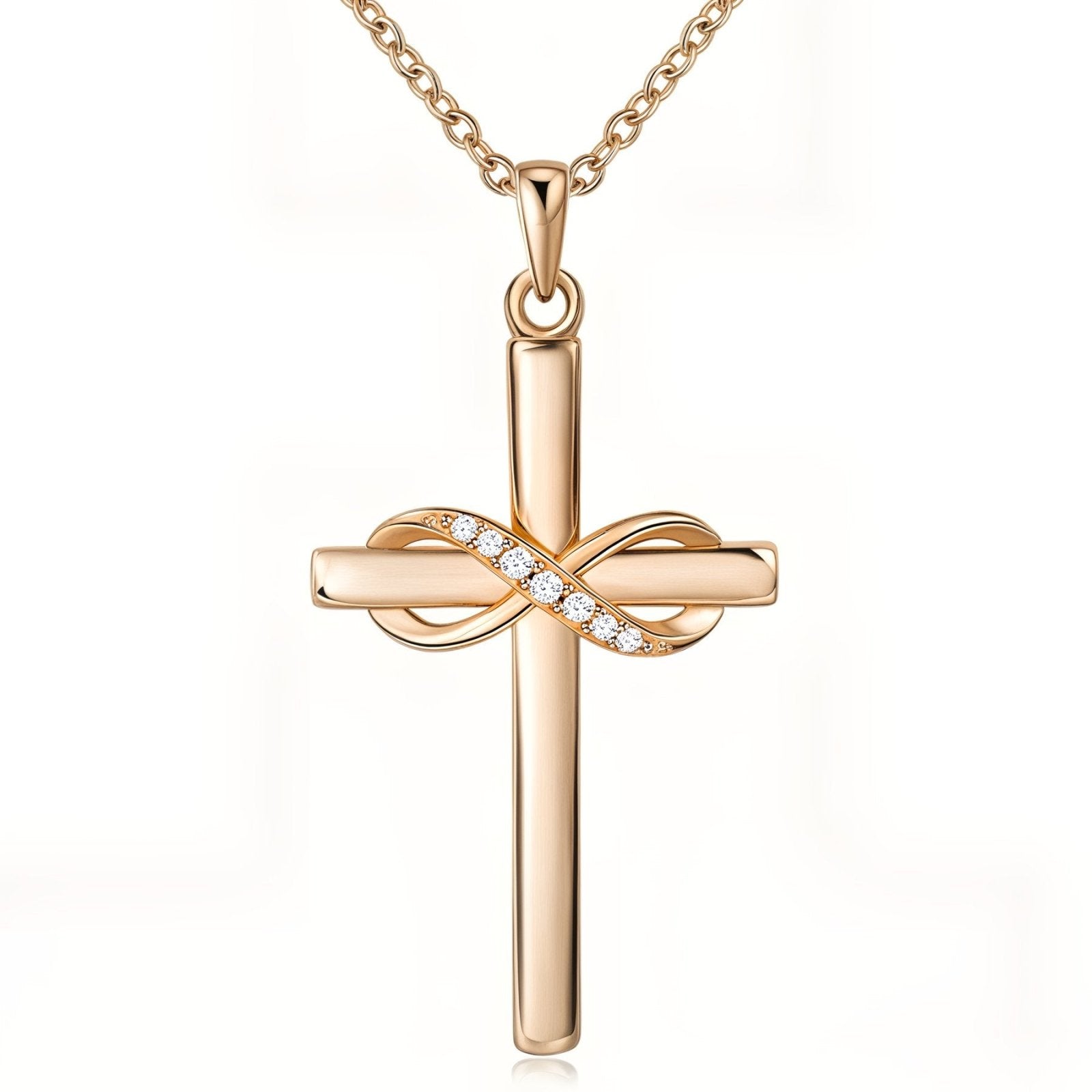 Collier croix en argent 925, motif infini serti de zirconium, modèle Alva