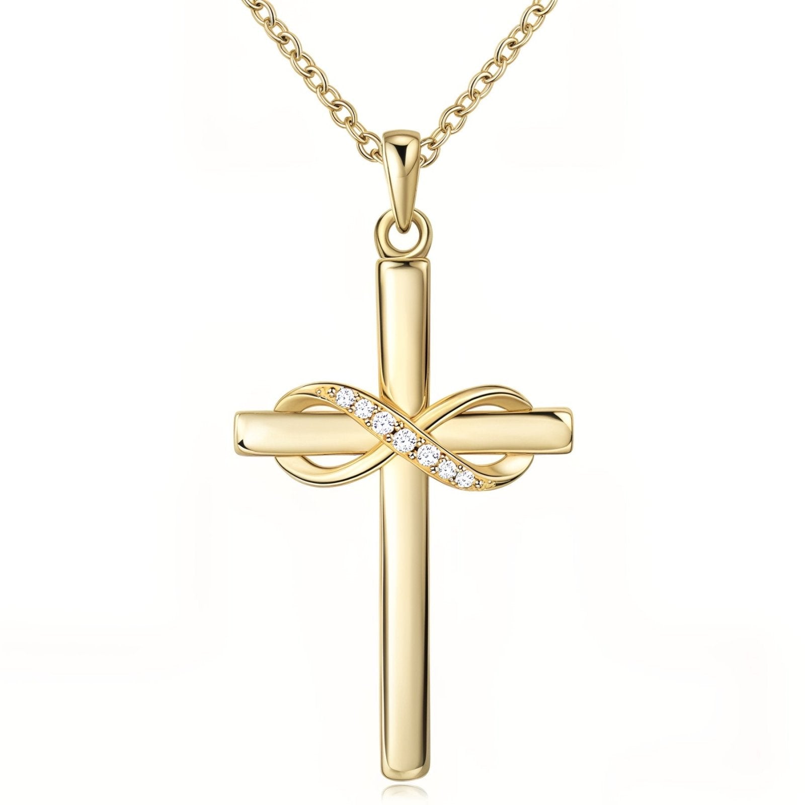 Collier croix en argent 925, motif infini serti de zirconium, modèle Alva