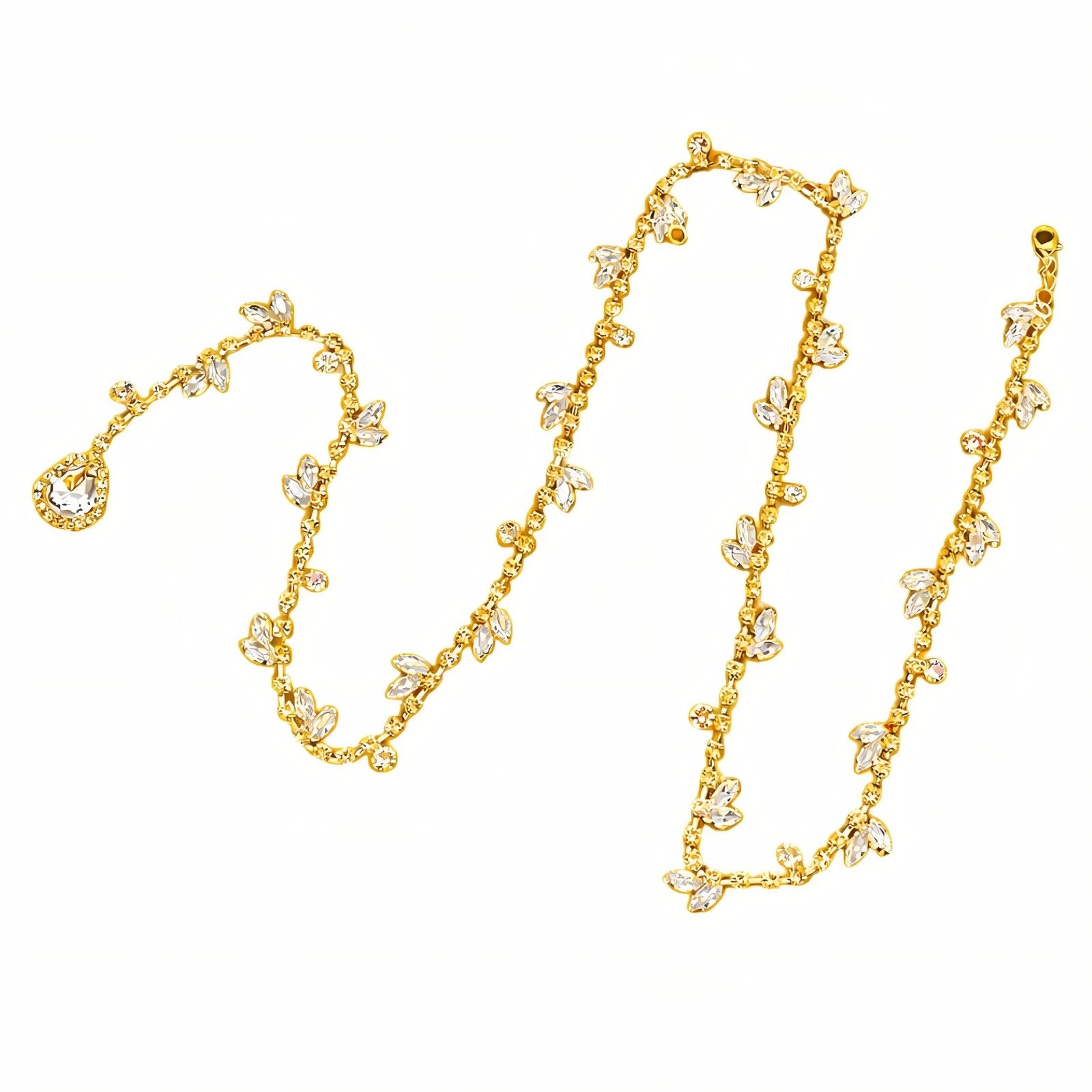 Collier de dos avec pendentif goutte pour femme, strass brillants, en alliage métallique